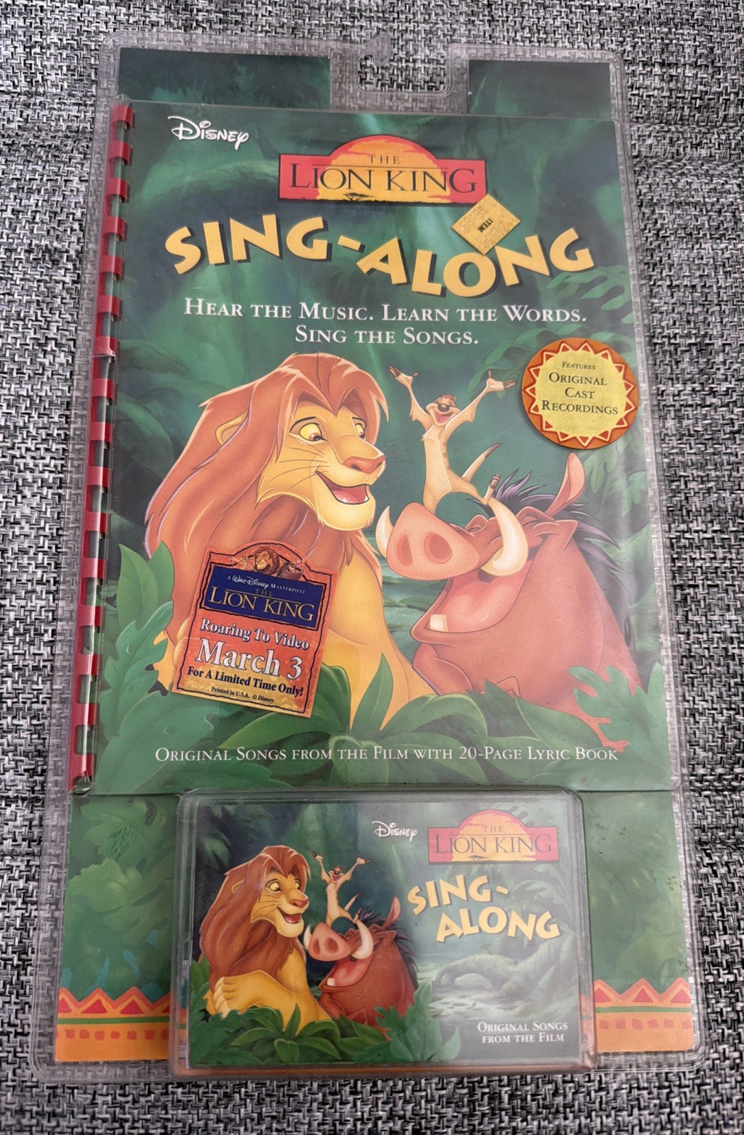 Vintage 1994 The Lion King Sing-Along Book & Cassette New In Package Walt Disney