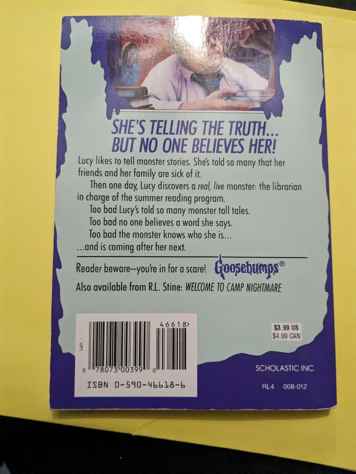 The Girl Who Cried Monster (Goosebumps, No. 8) — VG very Clean