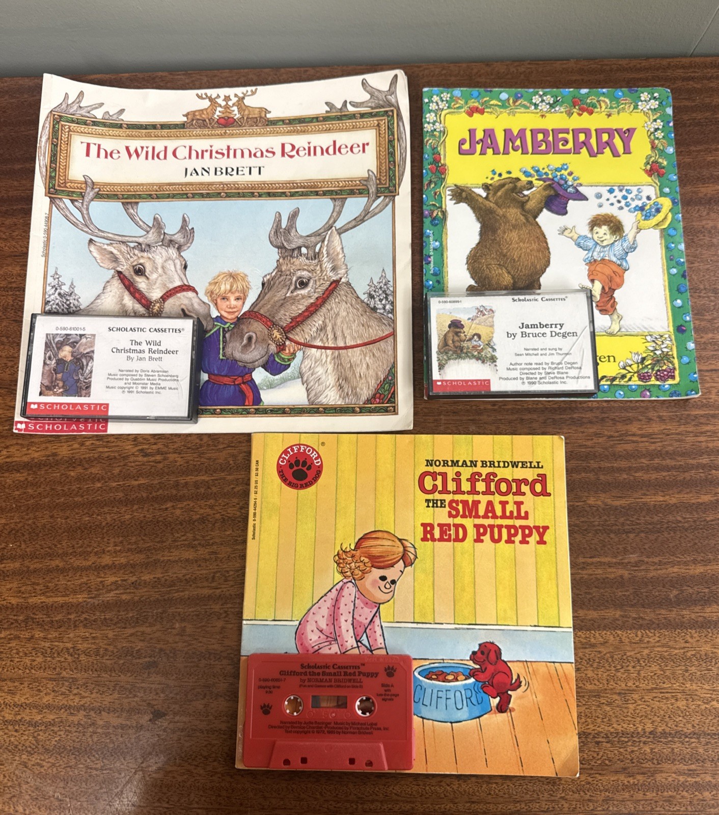 3 Vtg Audio Cassette Tapes w/ Book Copies Scholastic Classroom