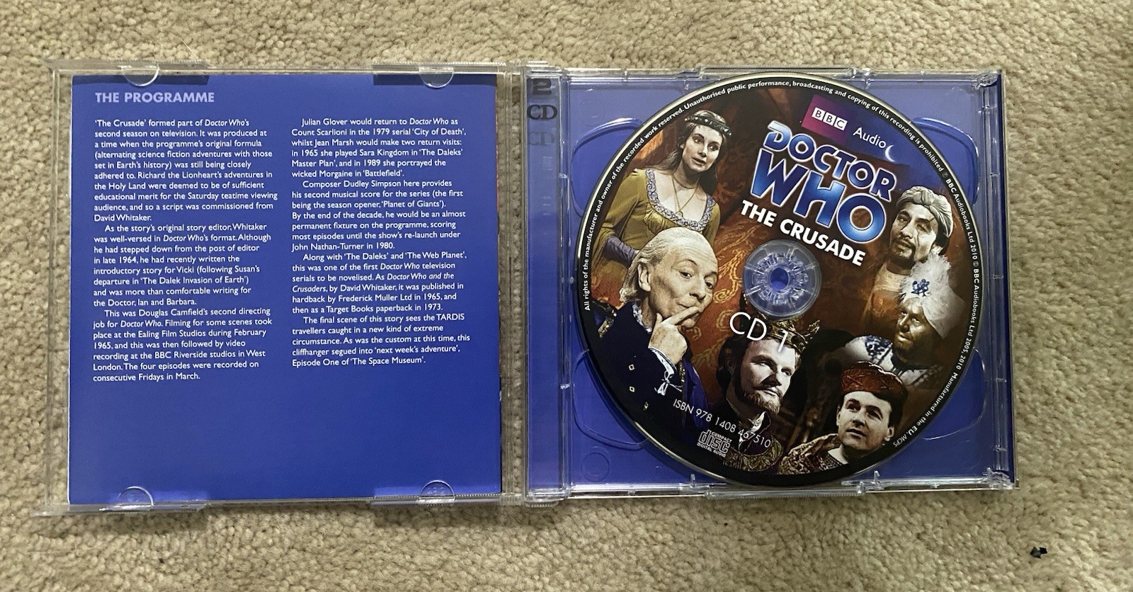 RARE! BBC Audio DOCTOR WHO 1st Doctor THE CRUSADE / 2 CD Set 2 hrs