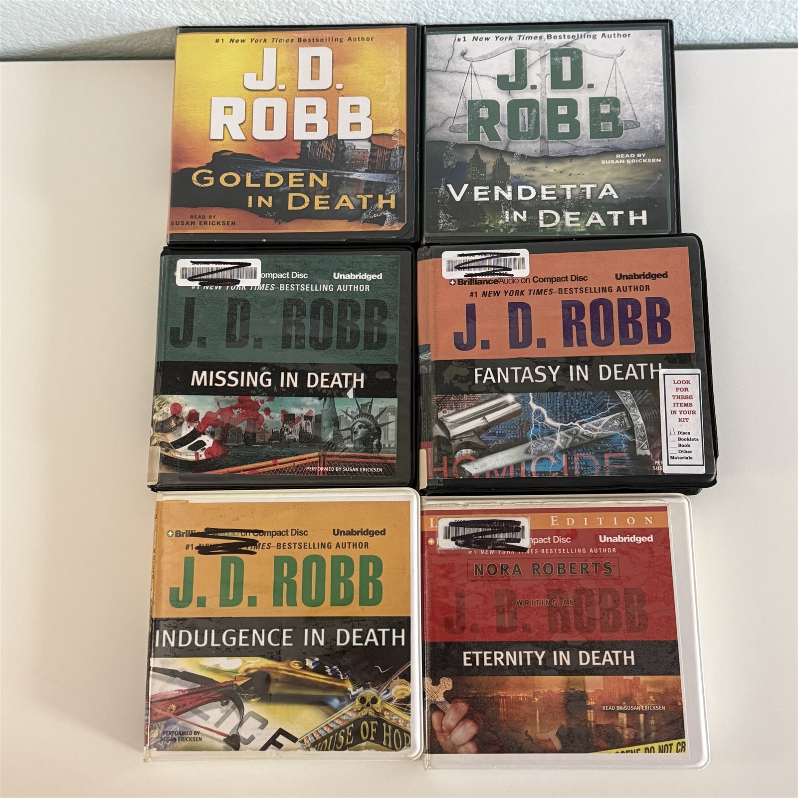 Lot of 6 J.D. Robb In Death Series Fantasy Indulgence Golden Vendetta Audiobooks