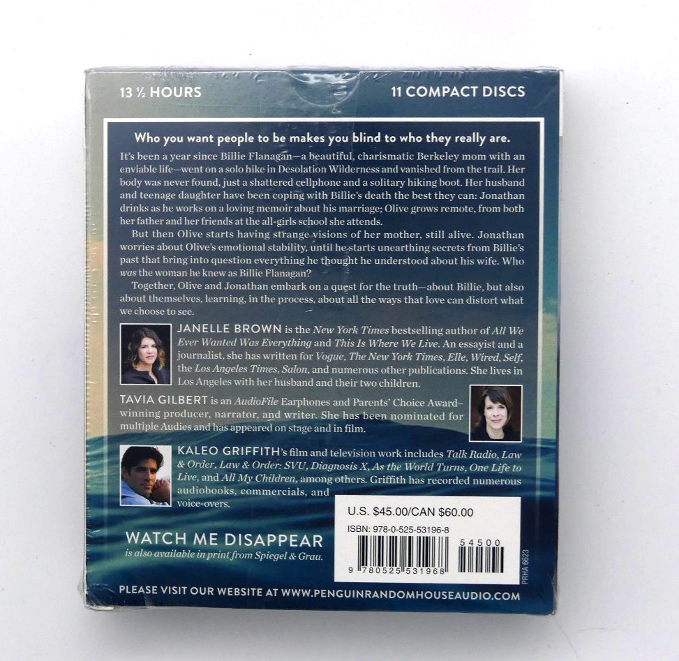 Audio Book Cd: Watch Me Disappear, Janelle Brown, Brand New Sealed
