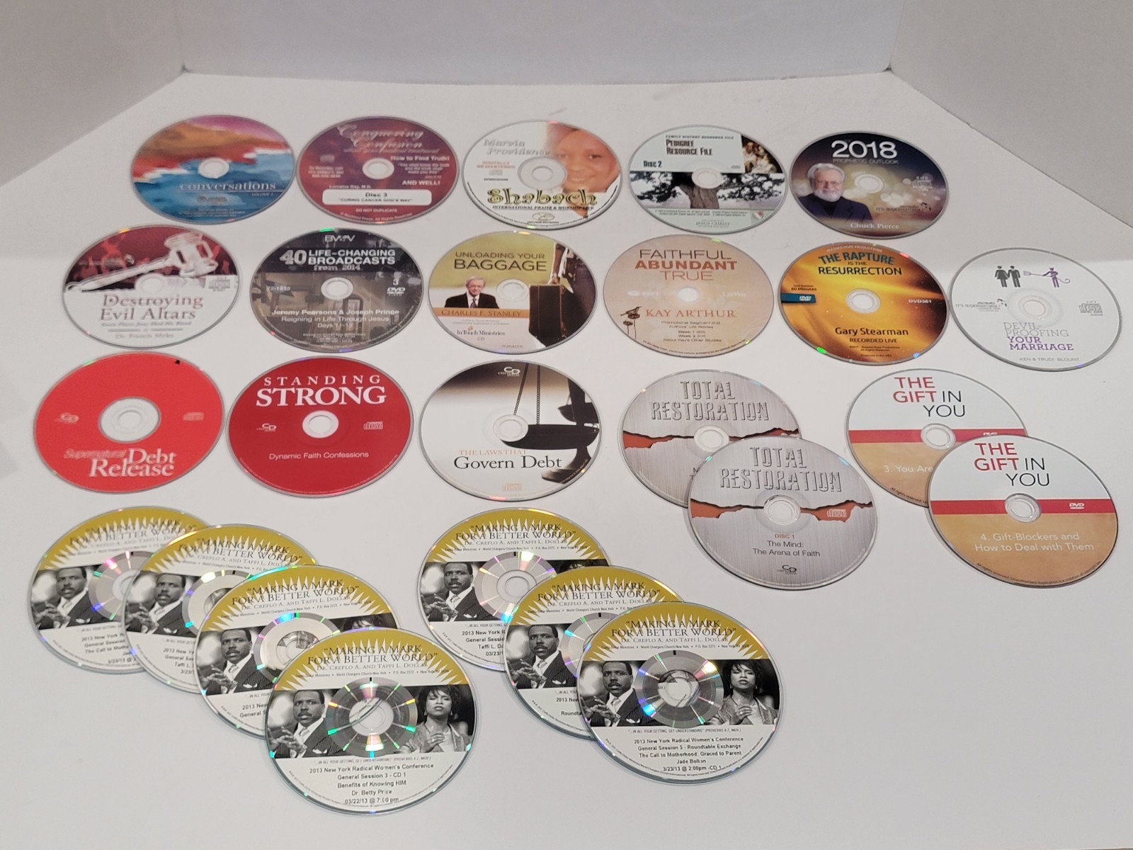 25 Christian Loose DVDs & Audio CDs Lot — Jesus, God, Ministry NOT COMPLETE SETS