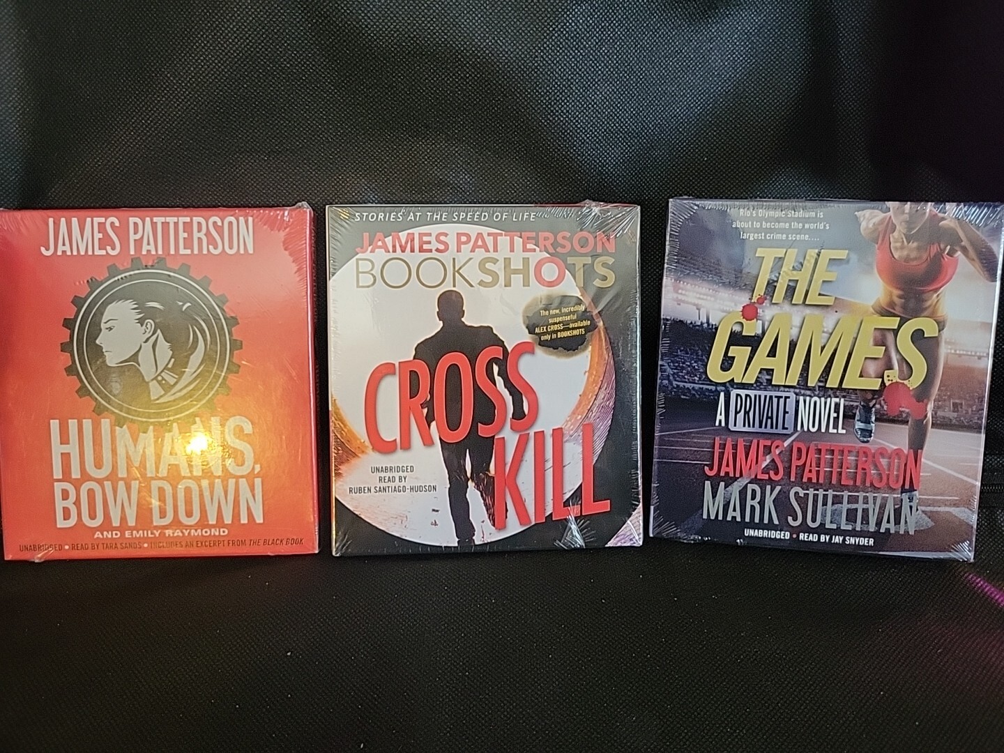 3 Sealed Audio Books James Patterson New Cross Kill Humans Bow Down The Games