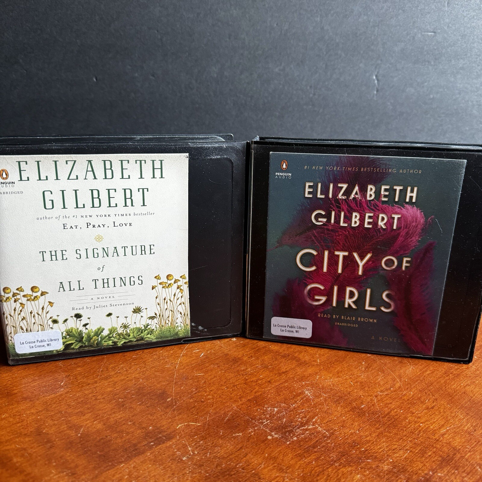 Lot: 2 Elizabeth Gilbert Audio Book CD Set Signature of All Things City Girls ￼