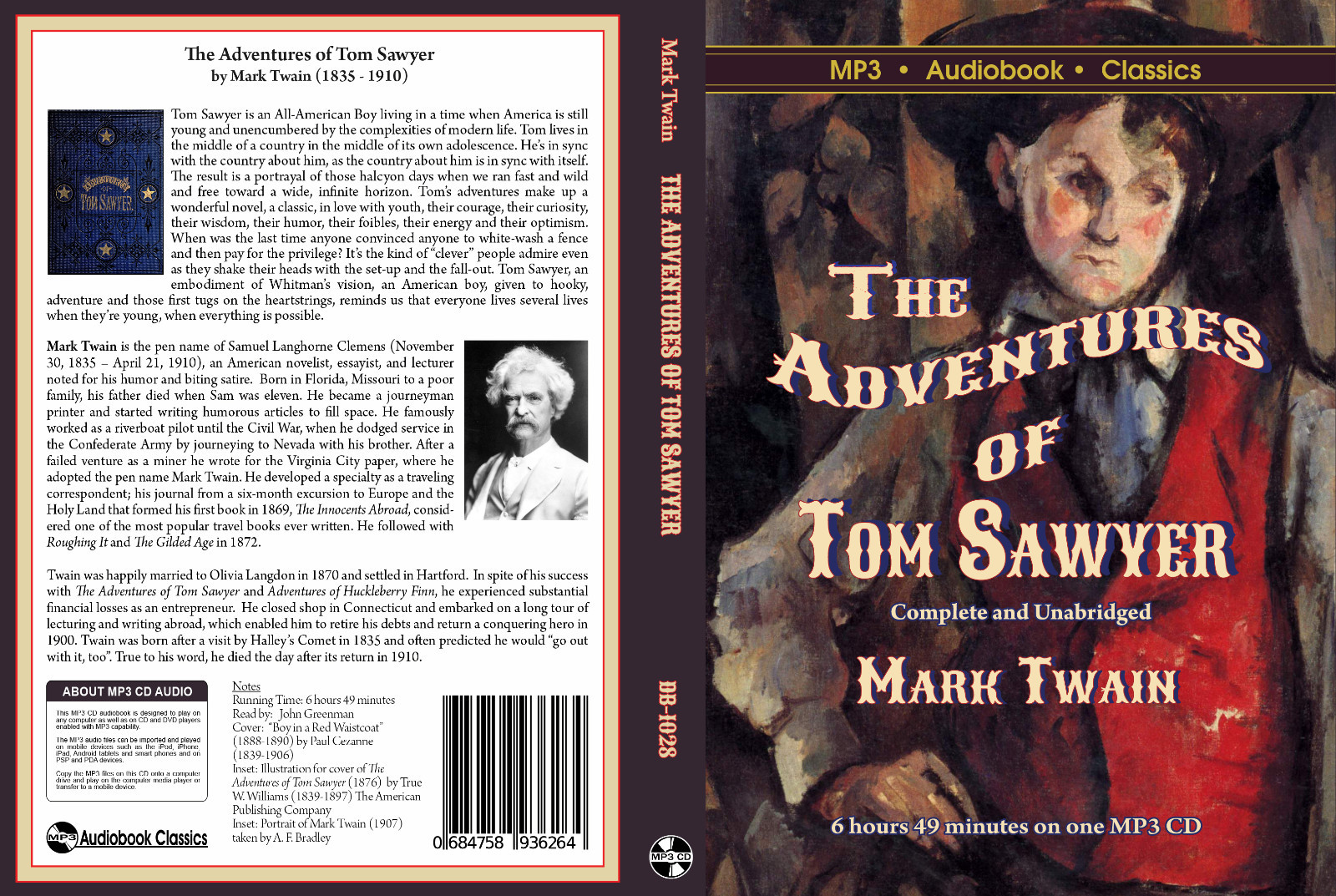 The Adventures of Tom Sawyer — Unabridged MP3 CD Audiobook in paper sleeve