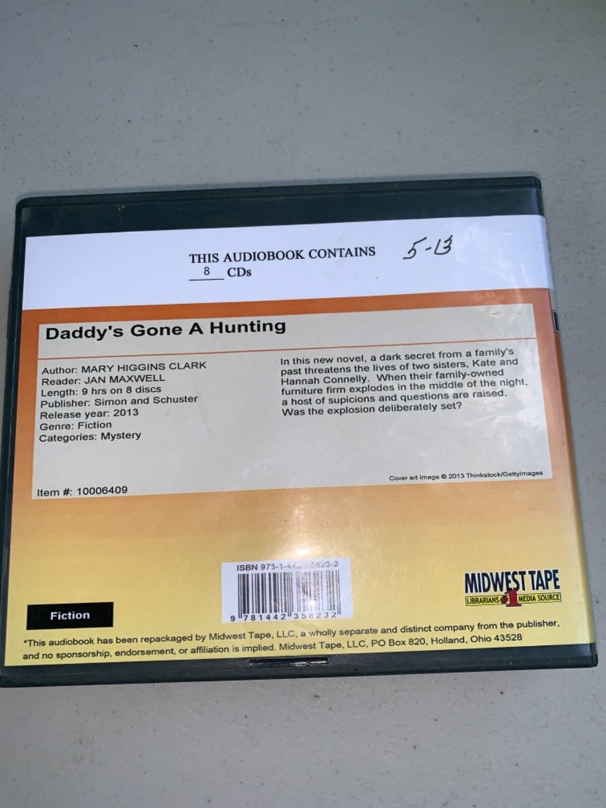 Shelf6 ~ audiobook on cds daddy’s gone a hunting Mary Higgins Clark