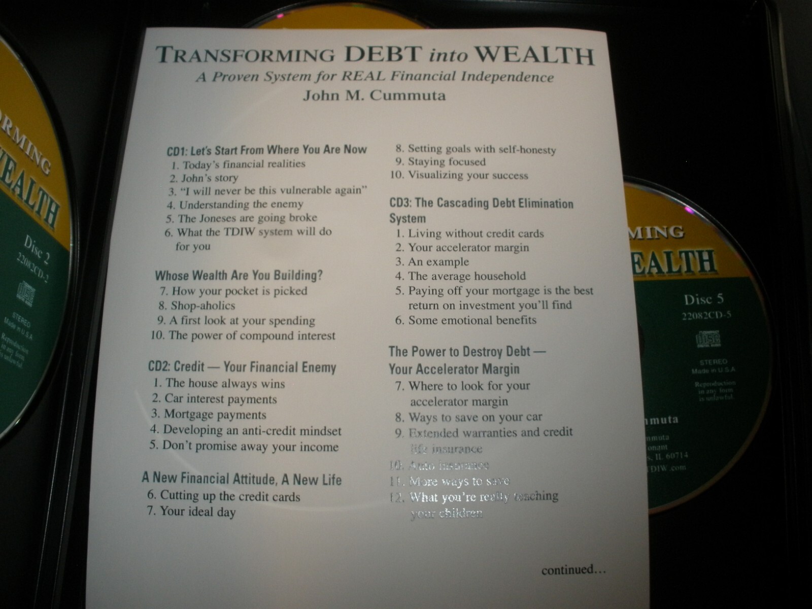 NEW Nightingale Transforming Debt into Wealth Kit John Cummuta RARE