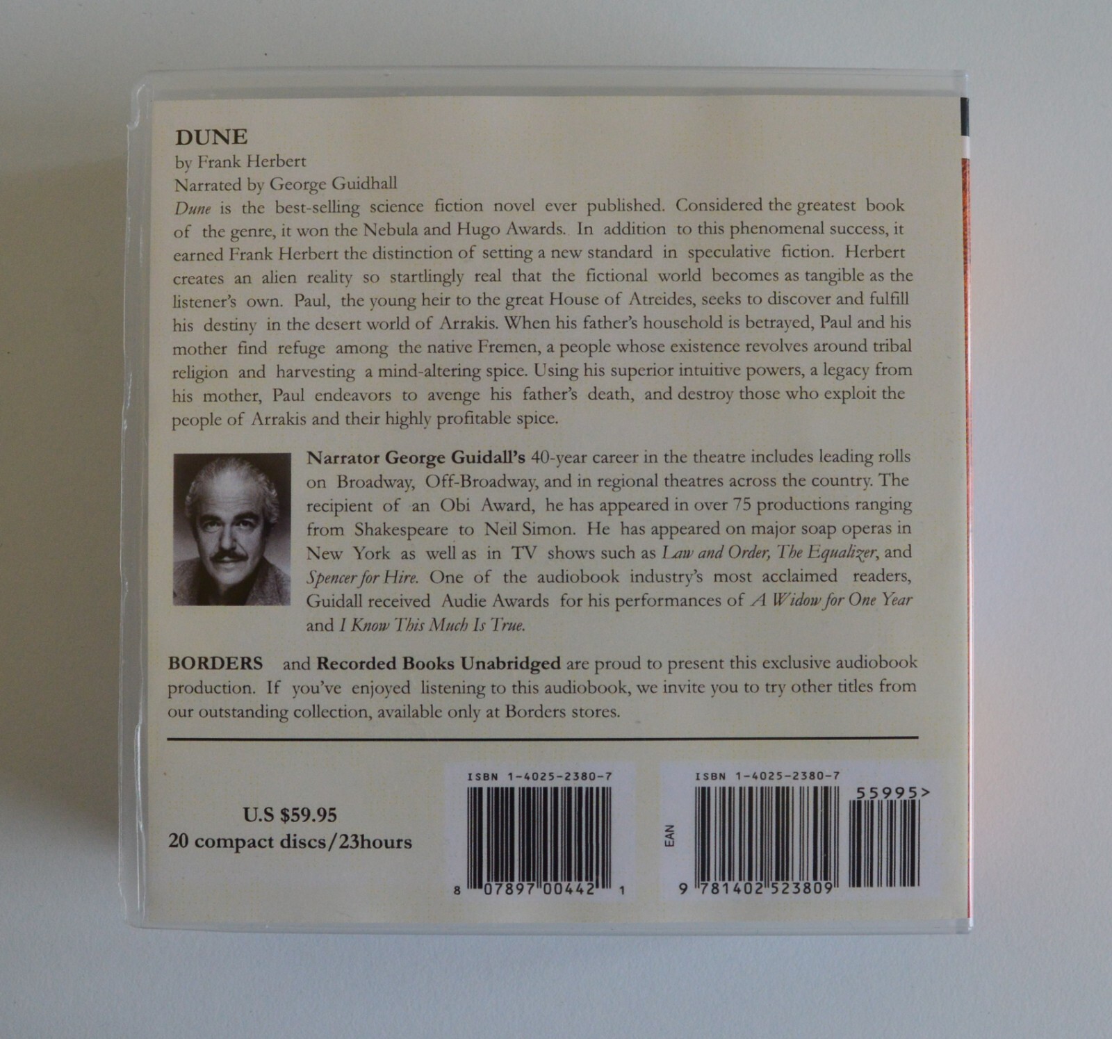 Dune — Frank Herbert – Unabridged Audiobook — 20CDs — Read by George Guidall
