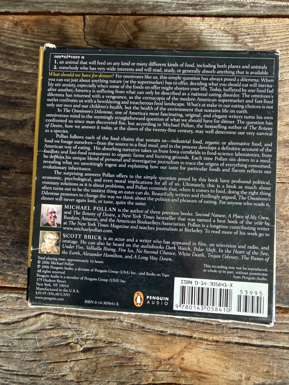 Omnivore’s Dilemma: A Natural History of Food — Audio CD set , by Michael Pollan