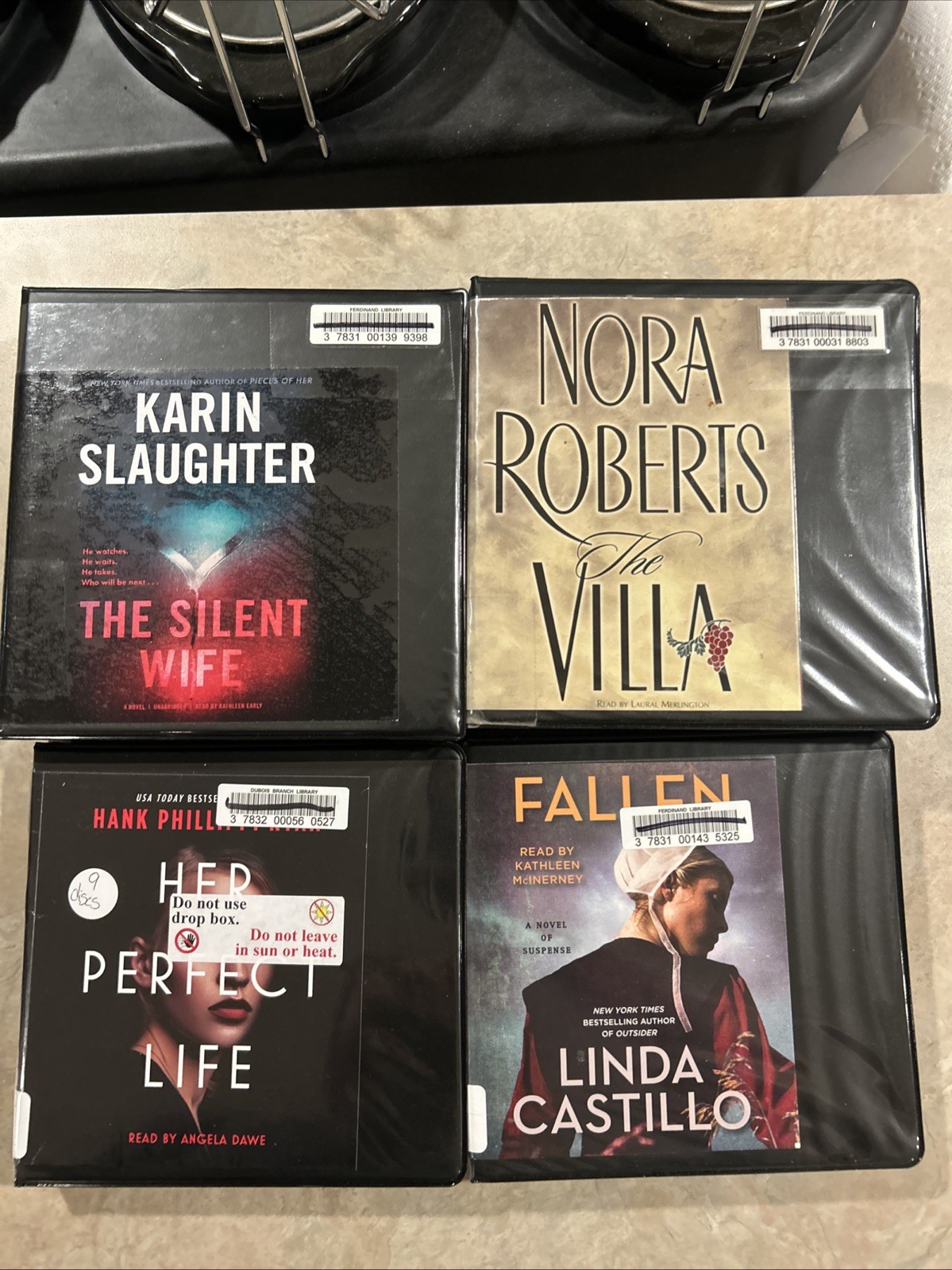 Audiobook 4 Pack, Silent Wife, The Villa, Her Perfect Life, Fallen, Used