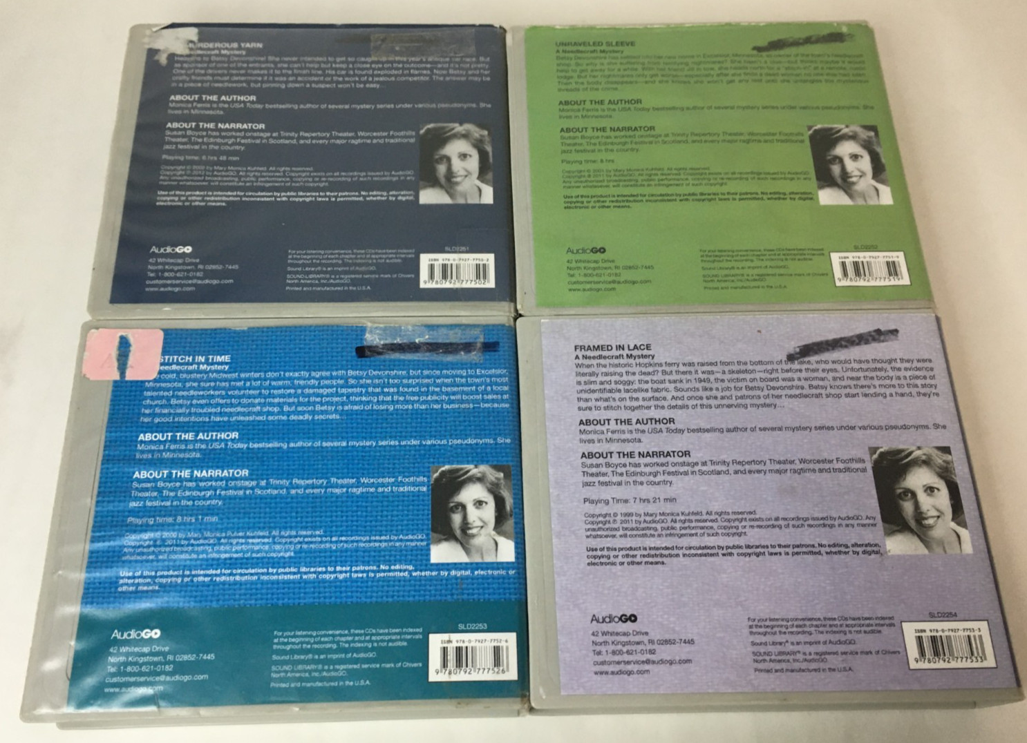 Lot of 4 Needlecraft Mystery Series by Monica Ferris Audiobooks CDs #’s 2 3 4 5
