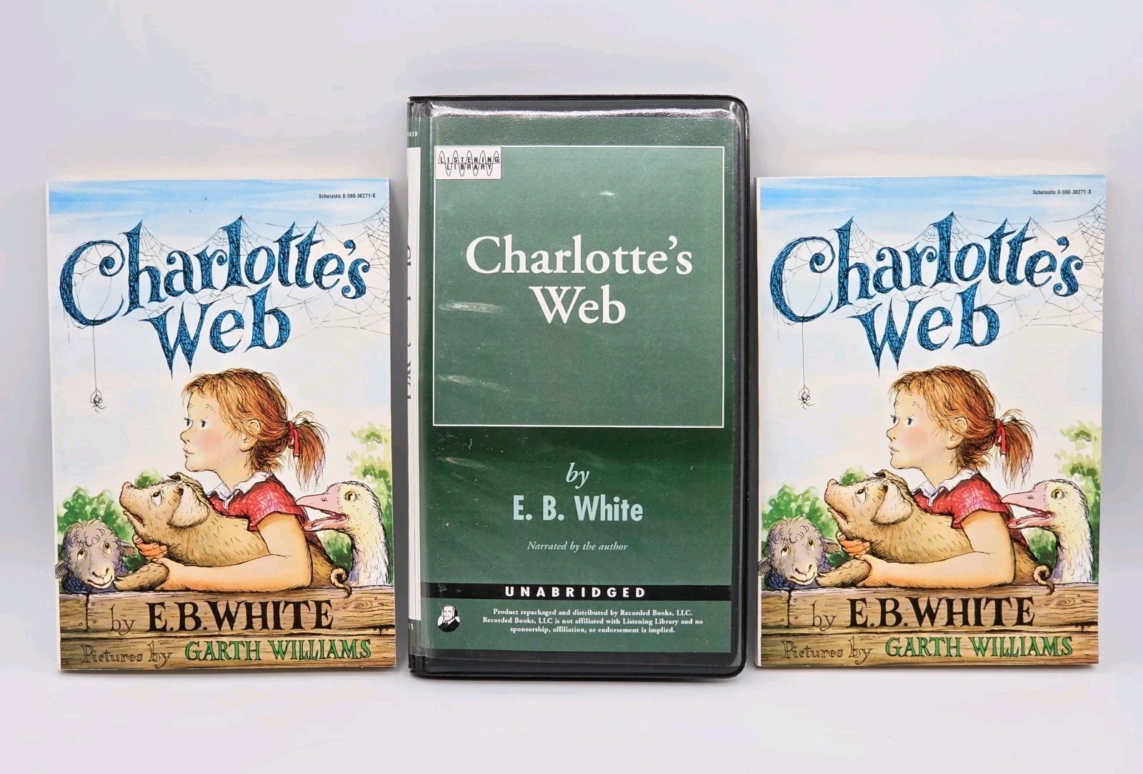 Lot Of 2 Books & Unabridged Listening Library Cassettes Audio Charlotte’s Web