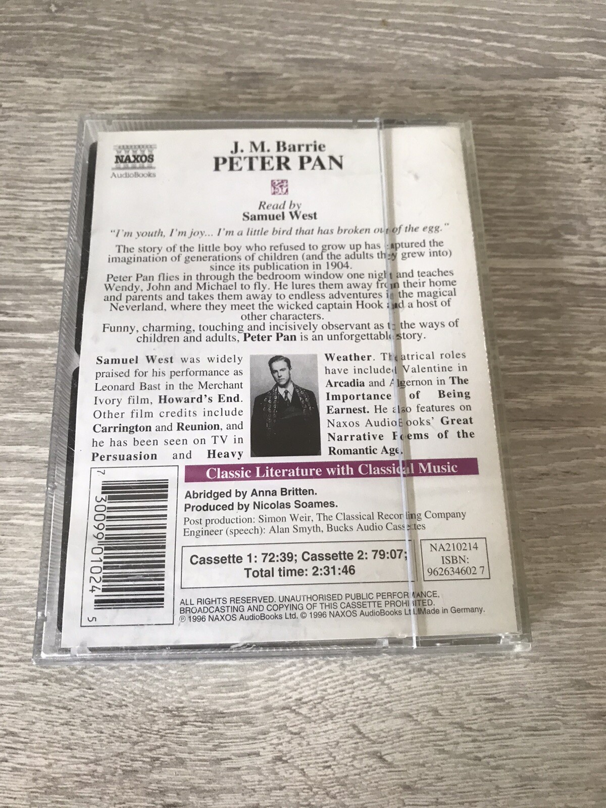 Double Audio Cassette — Peter Pan By J M Barrie Read By Samuel West