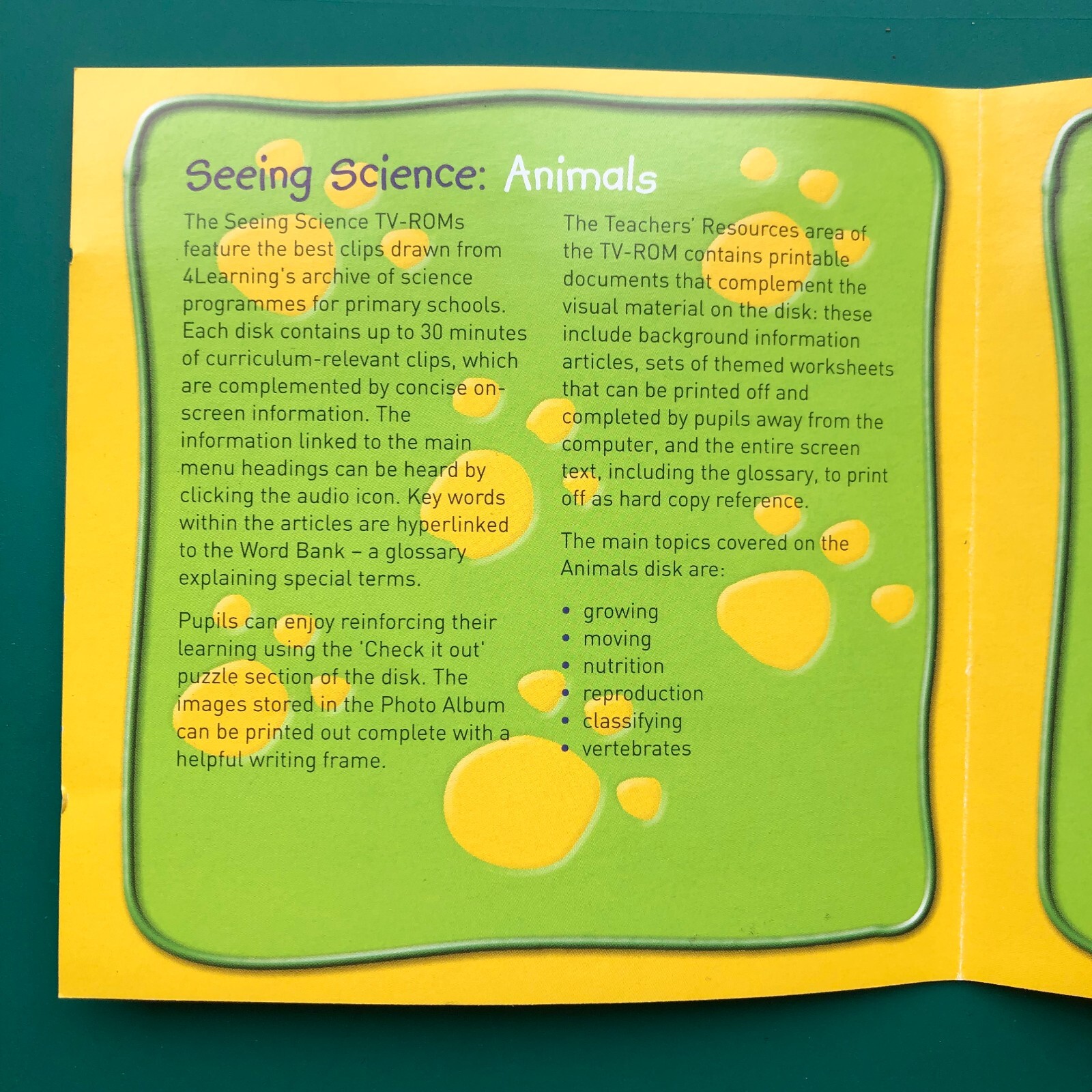 Seeing Science ANIMALS Children’s Educational TV CD-ROM 4Learning Mac/PC UK RARE