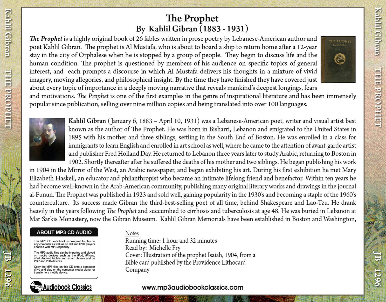 The Prophet — Unabridged MP3 CD Audiobook in paper sleeve