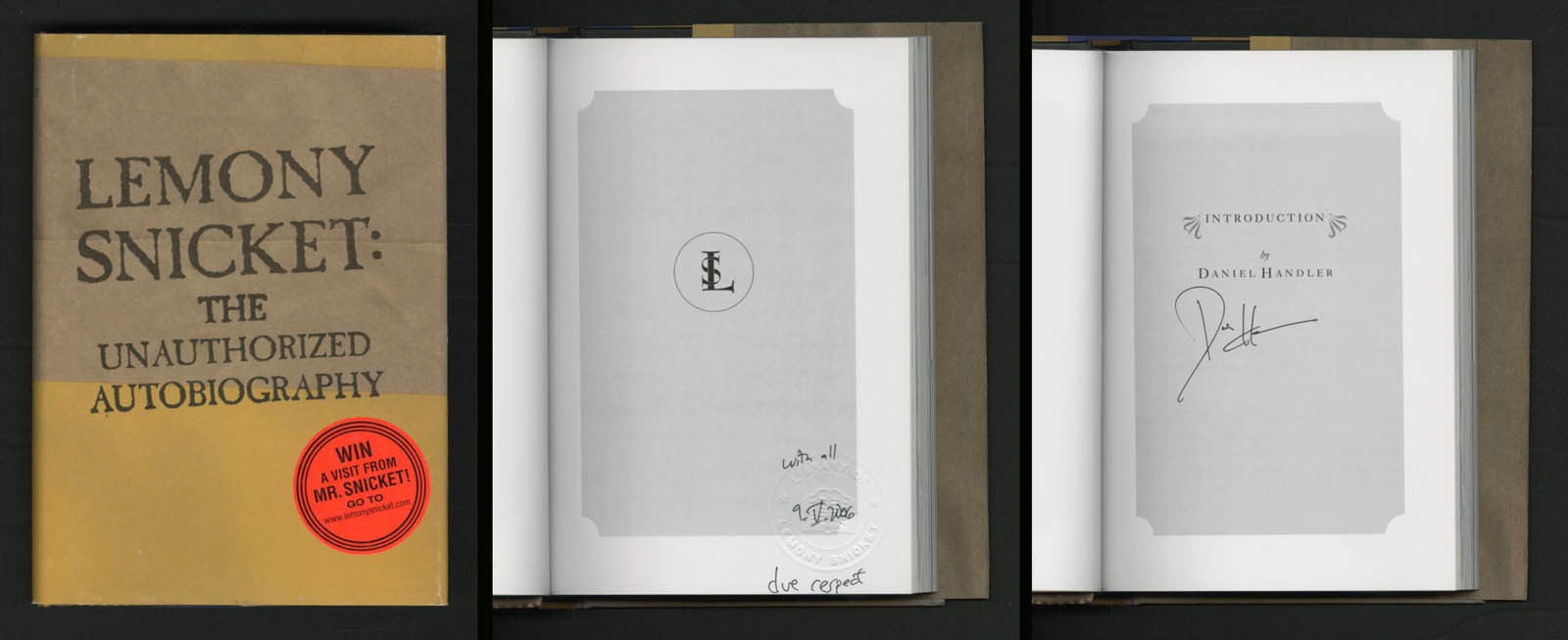 Lemony Snicket SIGNED AUTOGRAPHED The Unauthorized Autobiography HC 1st Ed Print