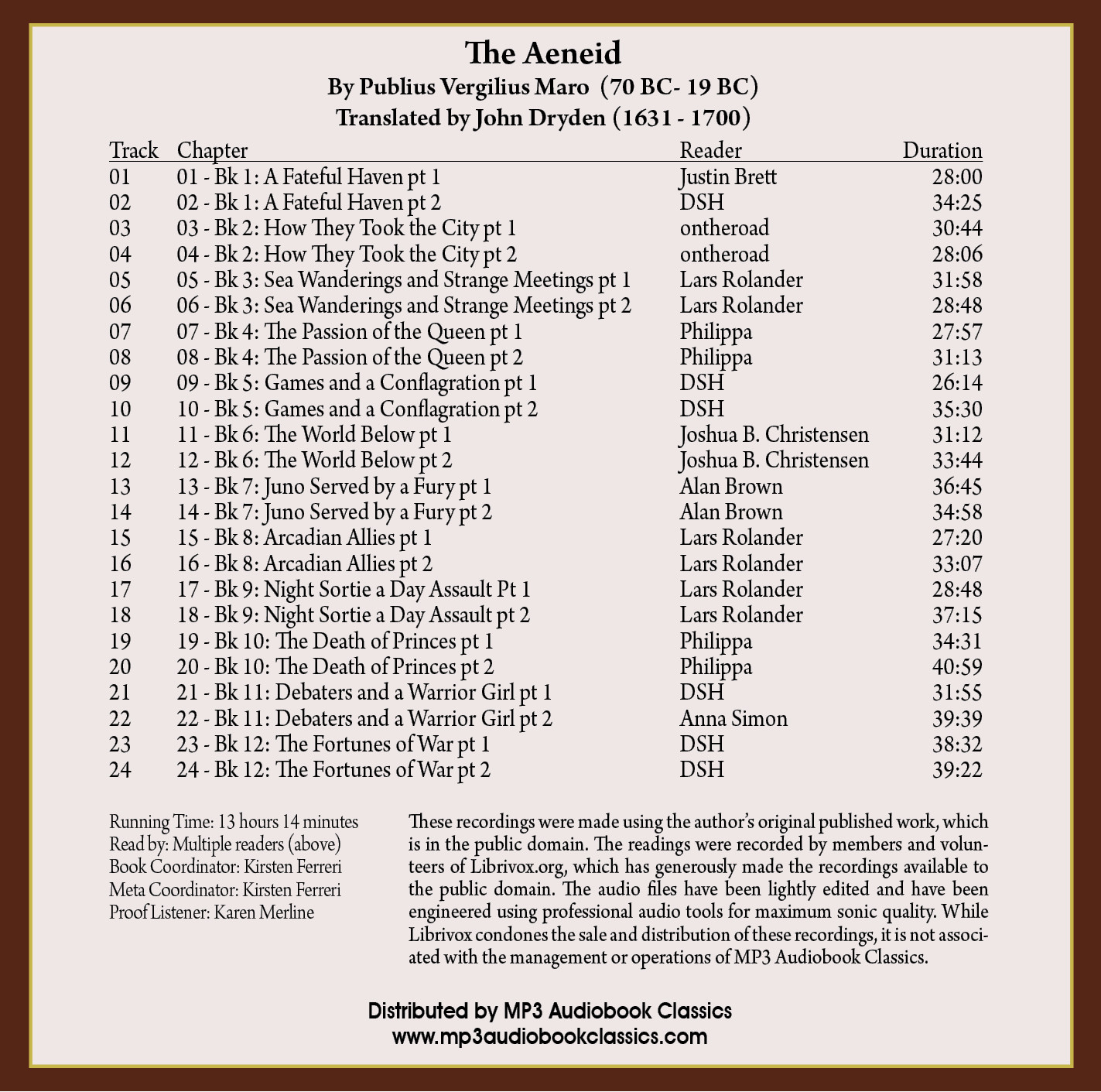 The Aeneid by Virgil — MP3 CD Audiobook in paper sleeve