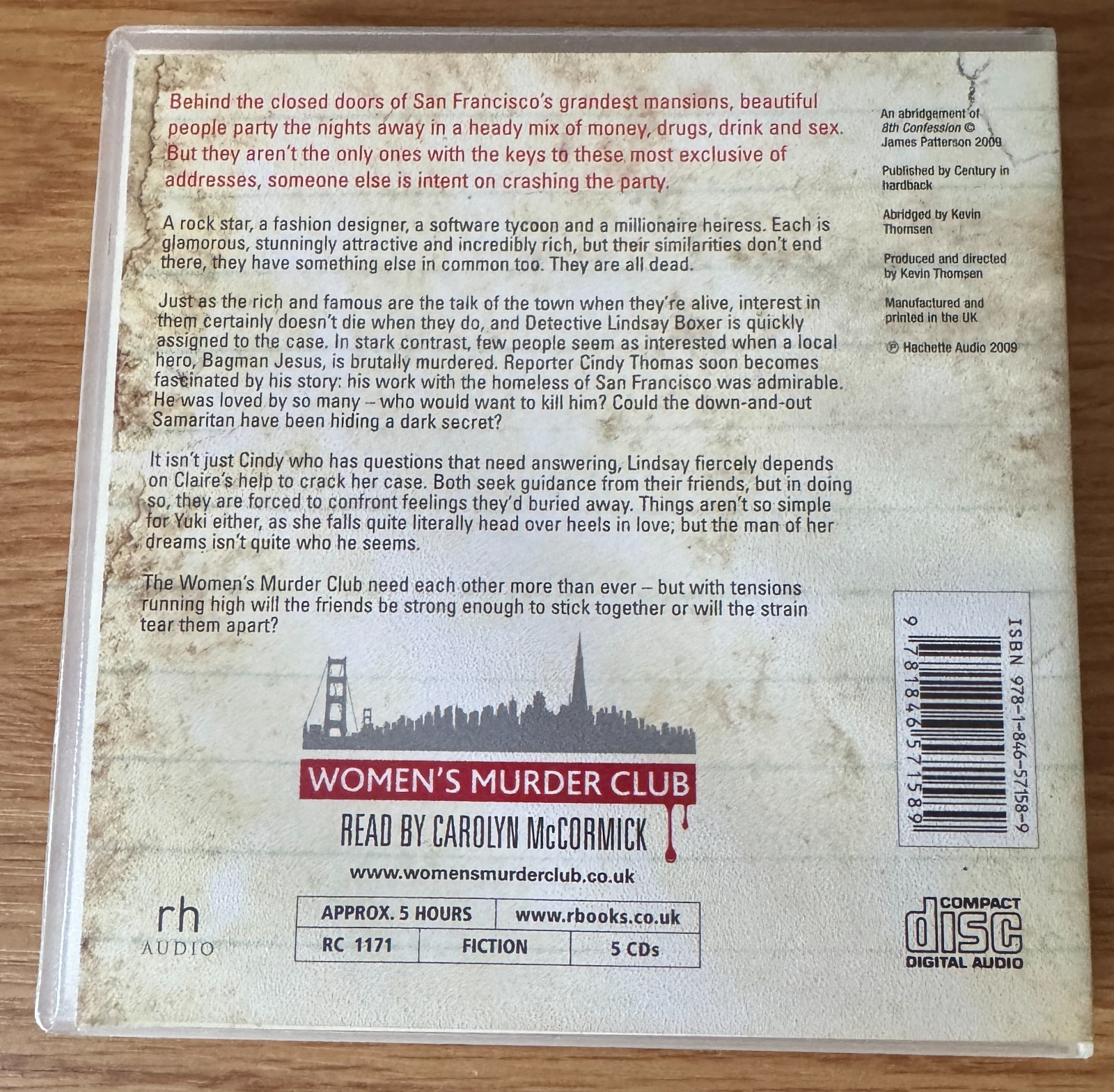 Audio Book JAMES PATTERSON 8th Confession read by Carolyn McCormick on 5 x CDs