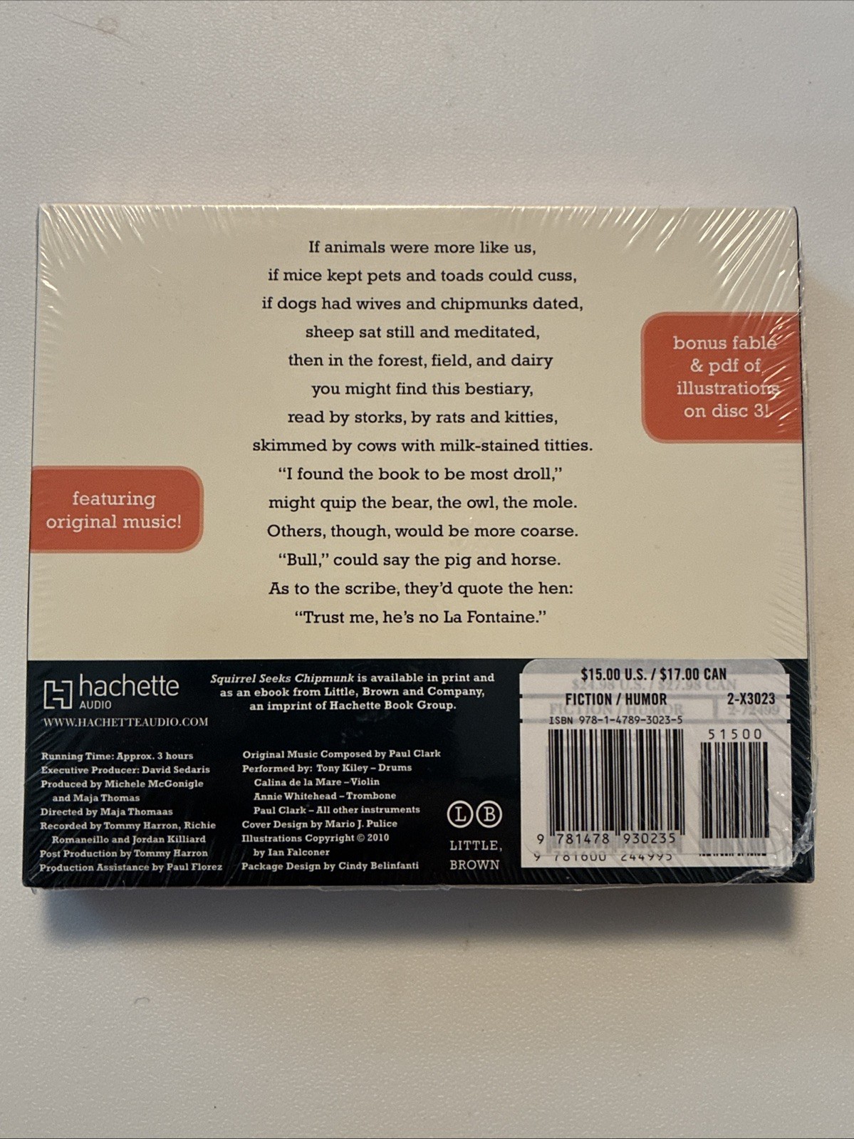 NEW — Squirrel Seeks Chipmunk — David Sedaris — 3 CD Audiobook — 3 Hours