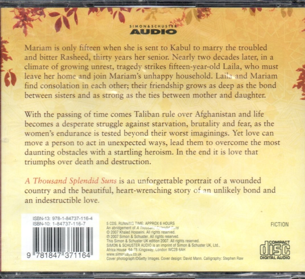 A THOUSAND SPLENDID SUNS by Khaled Hosseini — 5xCD Audiobook *NEW & SEALED*