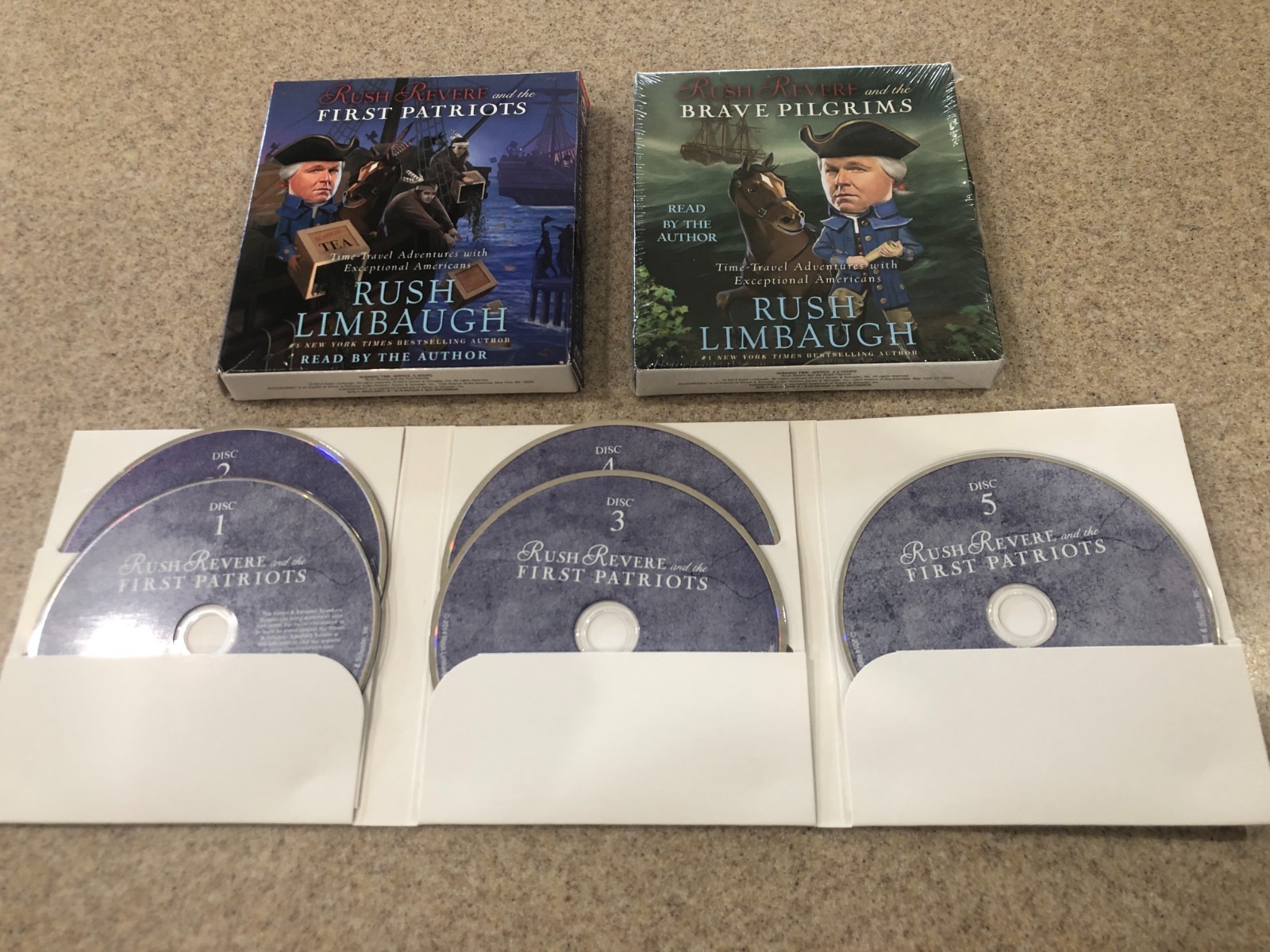 Audio CD’s Books Rush Limbaugh #1 and #2 The Brave Pilgrims & The First Patriots