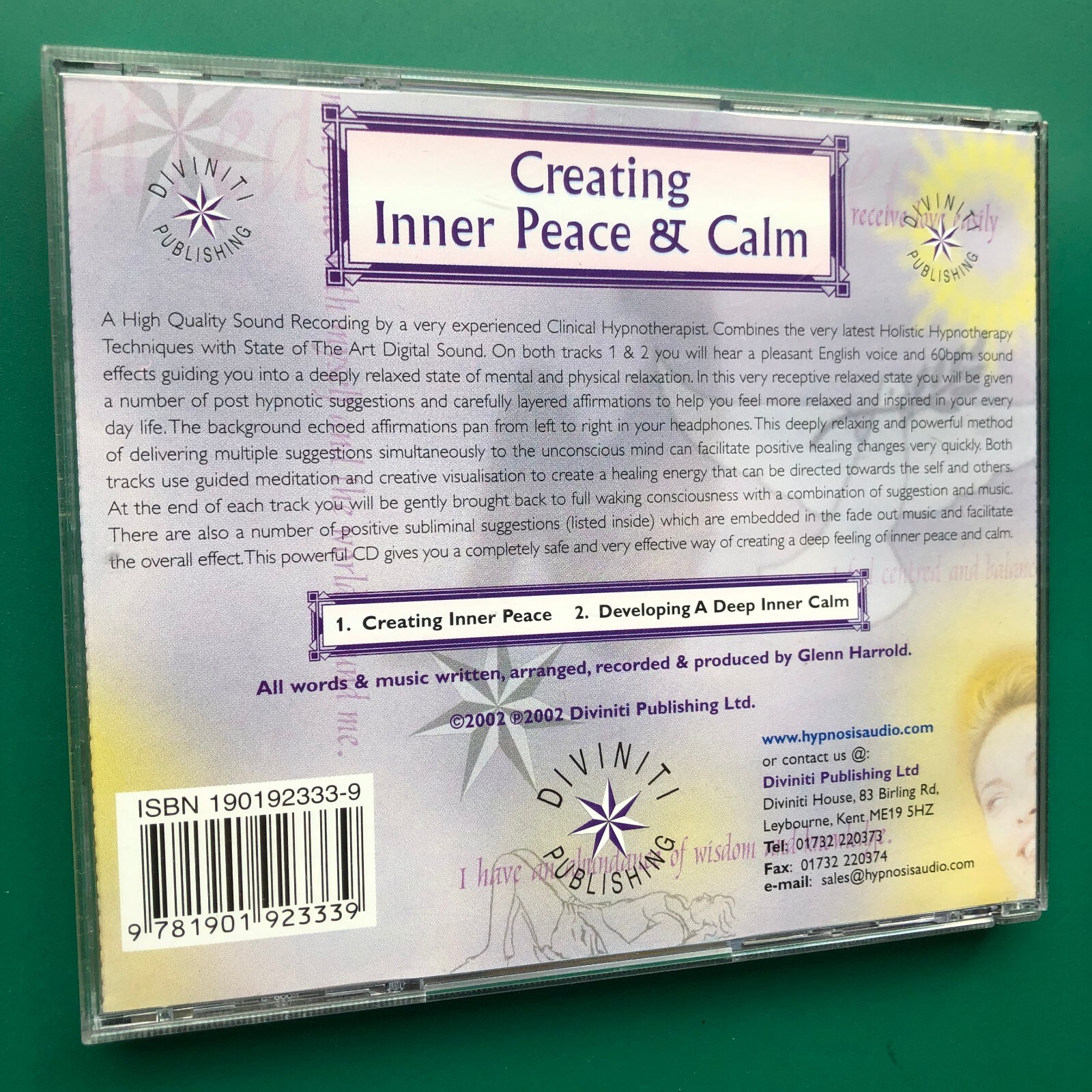Glenn Harrold CREATING INNER PEACE & CALM Hypnotherapy Techniques Audio Guide CD