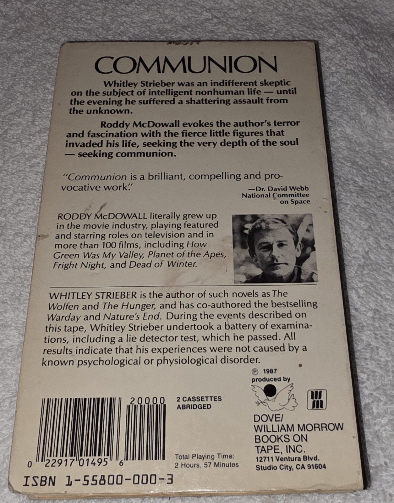 Audiobook Communion True Story Read By Roddy McDowall 1987
