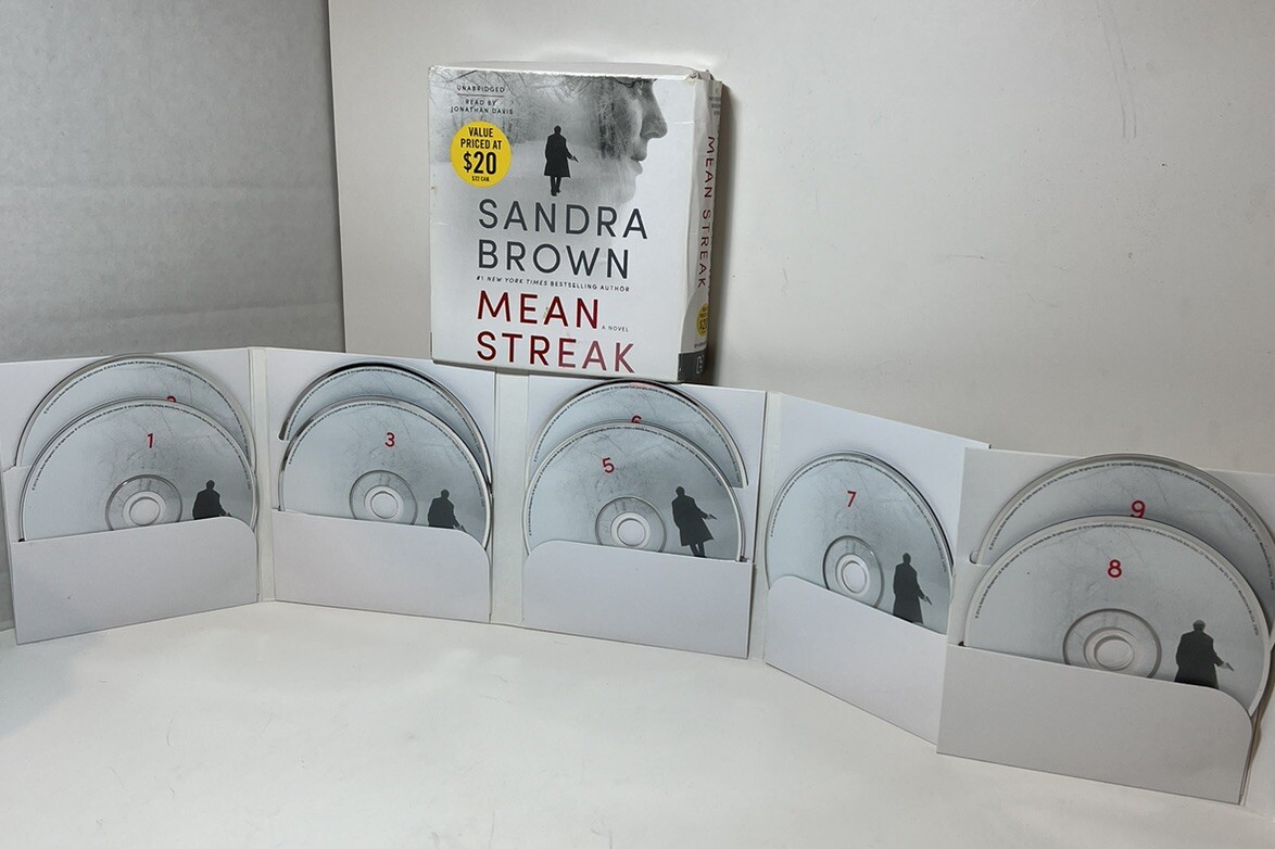 Lot Of 2 Audio Books CDs Sandra Brown Author Sting, Mean Streak Unabridged 12 Hr