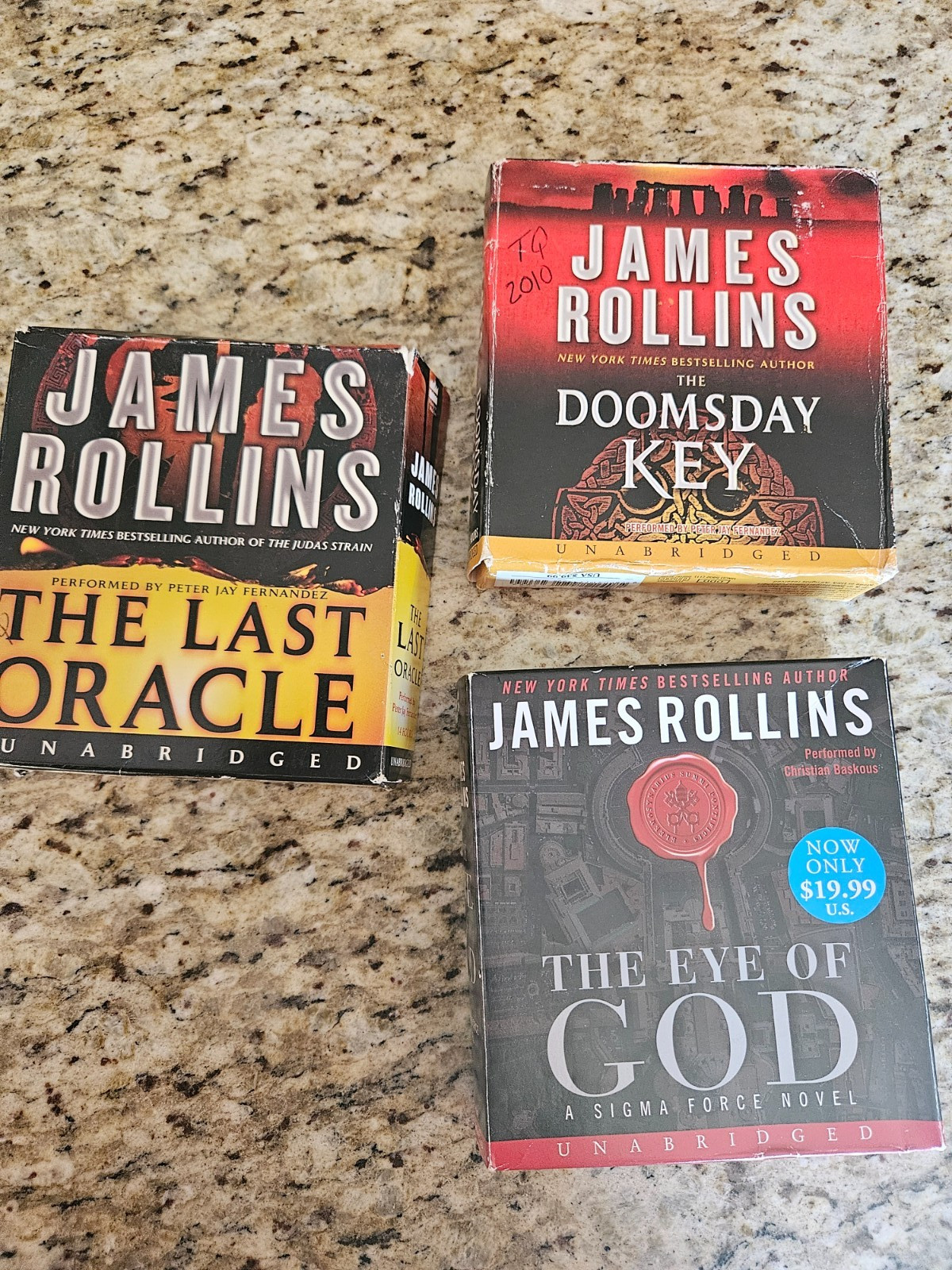 3 James Rollins Audio CD Books: Eye of God, Last Oracle, Doomsday Key Unabridged