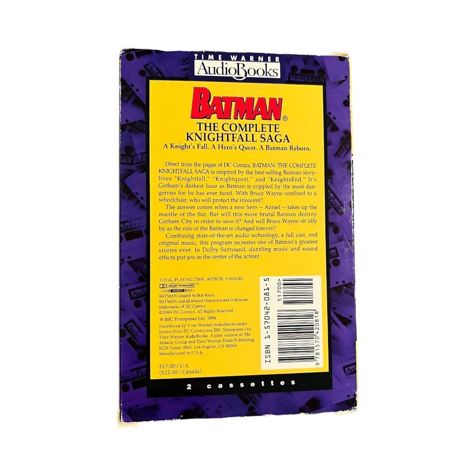 Vintage Batman The Complete Knightfall Saga Time Warner Audiobooks (2 Cassettes)