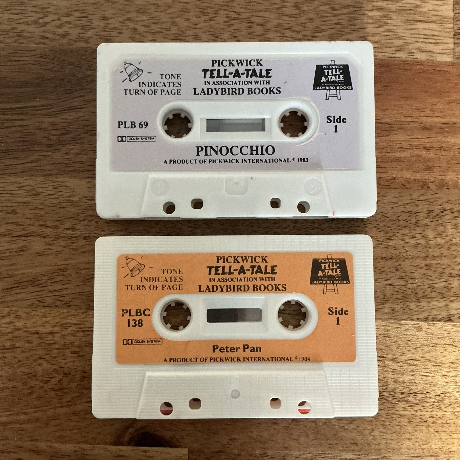2 1980s Pickwick Tell-A-Tale Ladybird Books Audio Cassettes Pinocchio Peter Pan