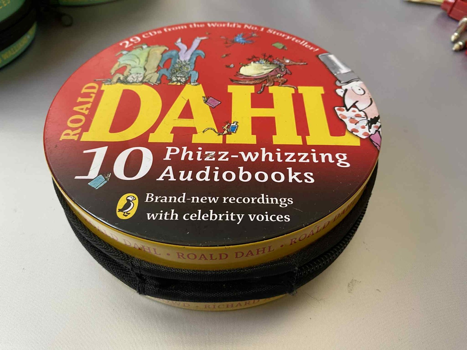 Roald Dahl 10 Audiobooks Metal Tin Case Only – Choose Red or Purple Storage Box