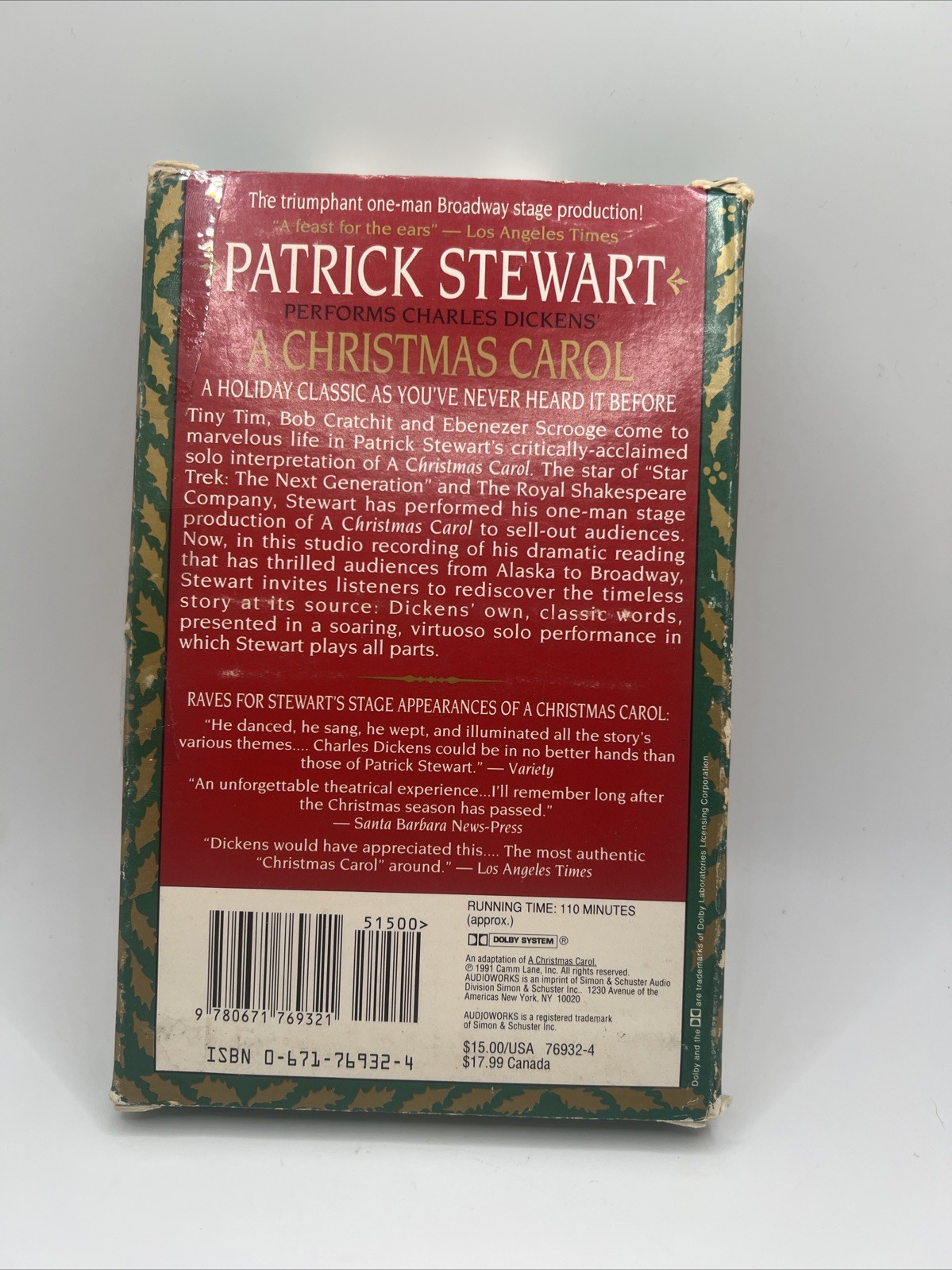 Patrick Stewart Performs A Christmas Carol By Charles Dickens Cassettes Pre Owne