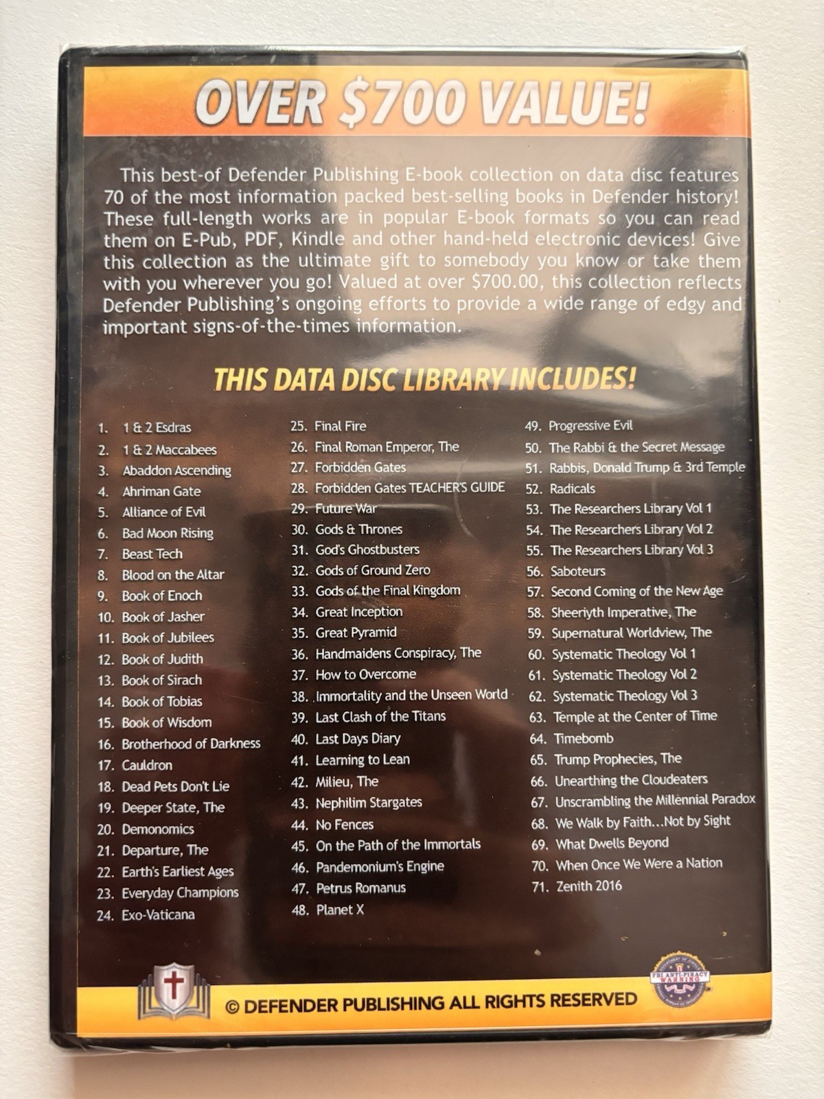 Defender Publishing 70 Best Selling E-Books Data Disc Library New Sealed
