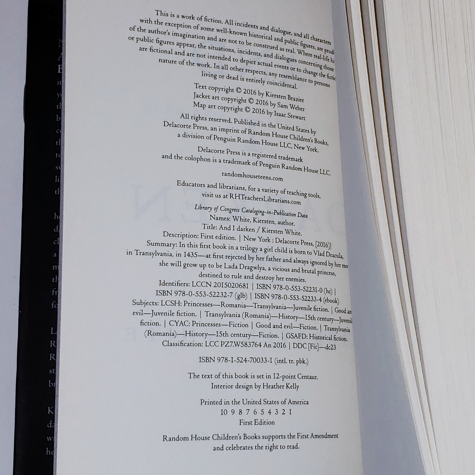 Kiersten White AND I DARKEN — SIGNED 1ST Edition