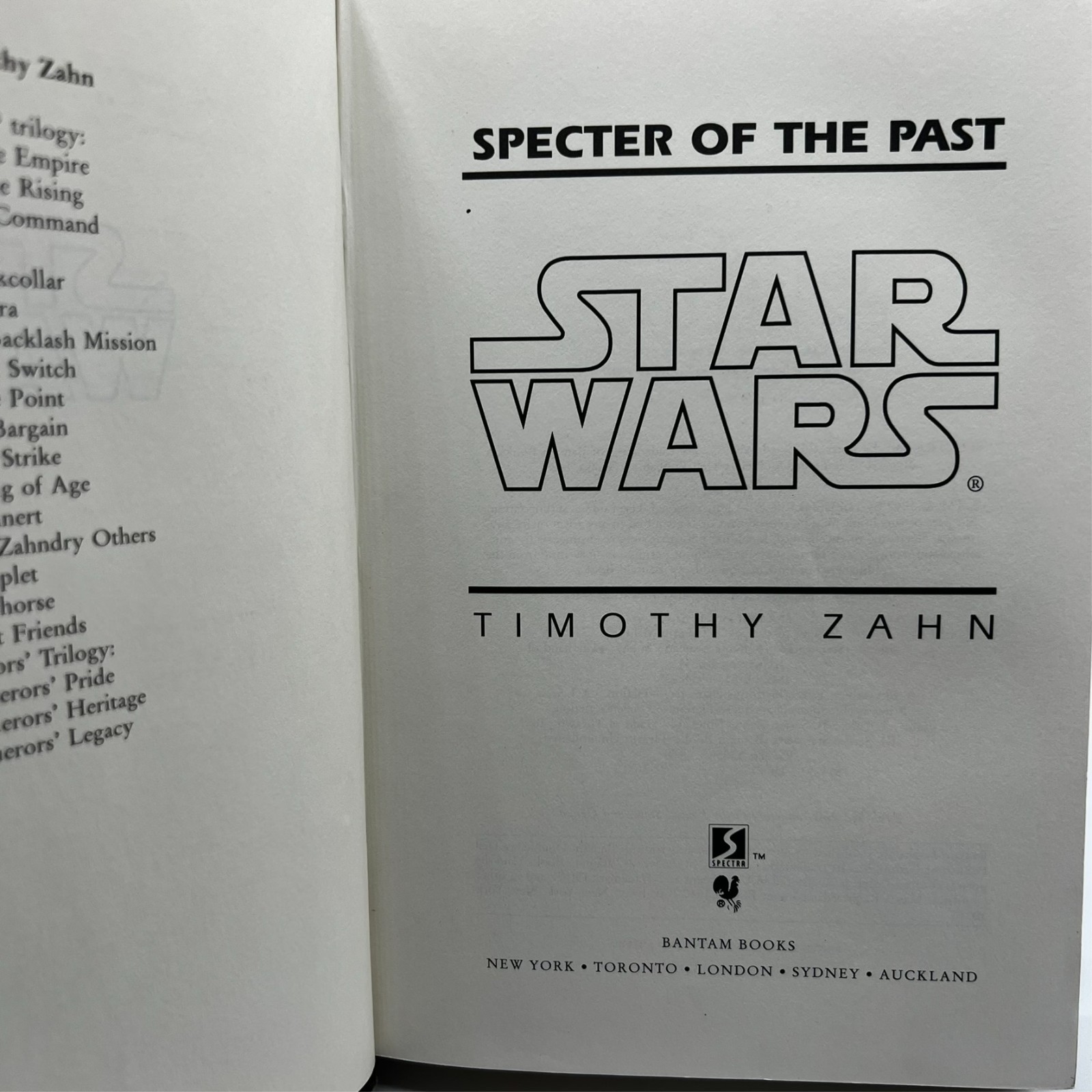 Star Wars Lot Of 3 Hardcover Books Ex-Library Specter of Past Truce Bakura