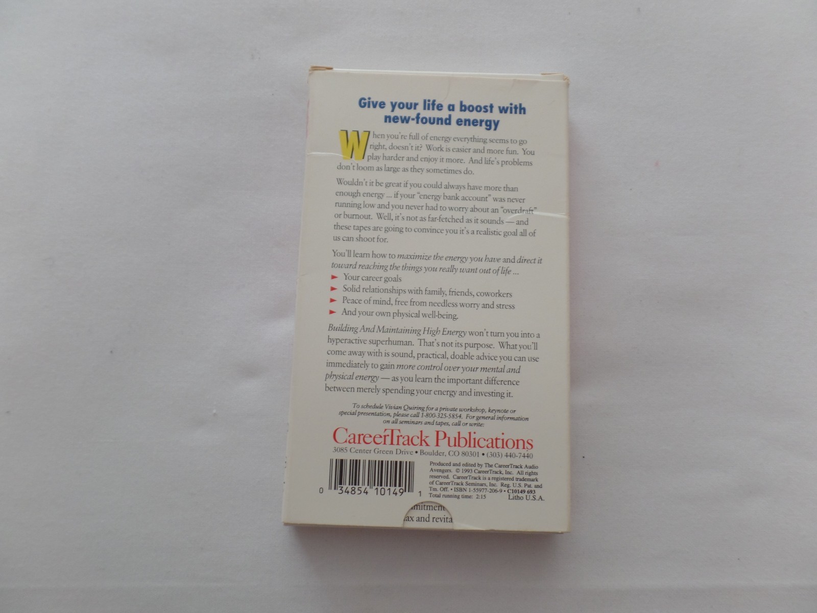 Building And Maintaining High Energy CareerTrack Audio Cassette Vivian Quiring