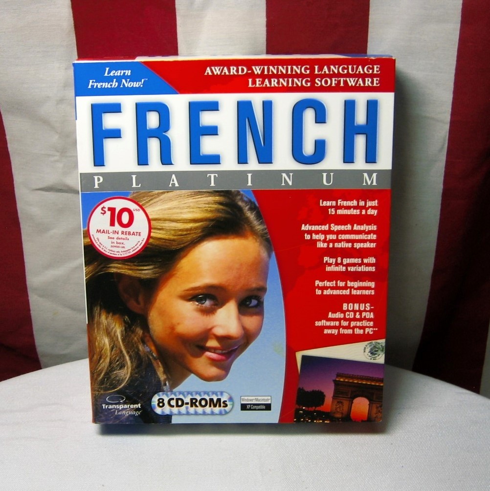 FRENCH PLATINUM language learning 8-CD-Rom computer software 1998 conversation