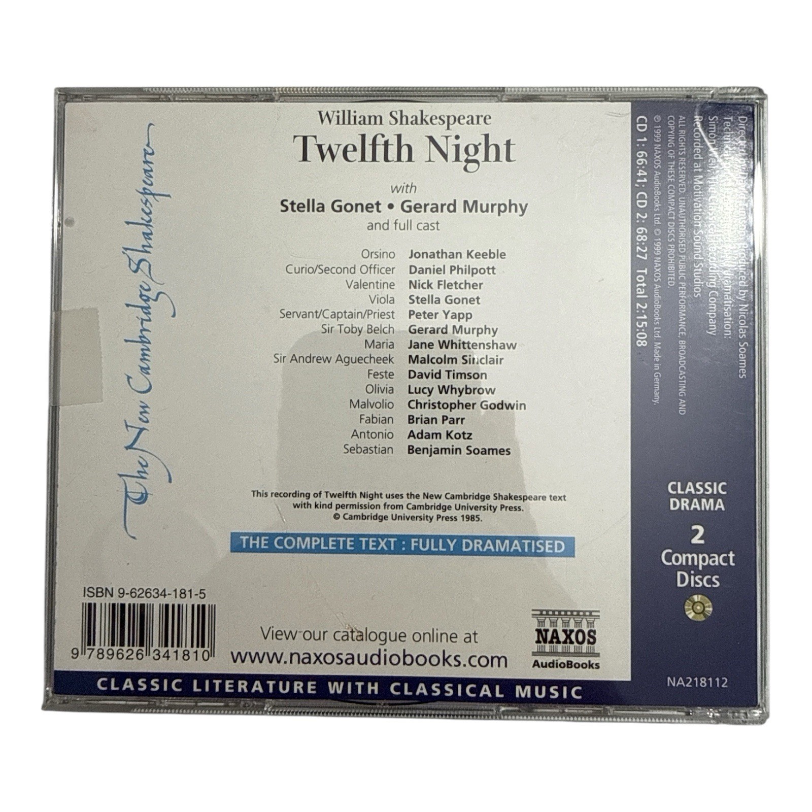 Twelfth Night by William Shakespeare Unabridged Audiobook CD