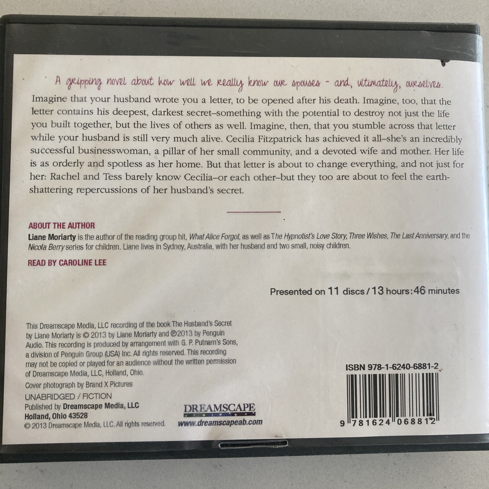 The Husband’s Secret by Liane Moriarty Unabridged audiobook read by Caroline Lee