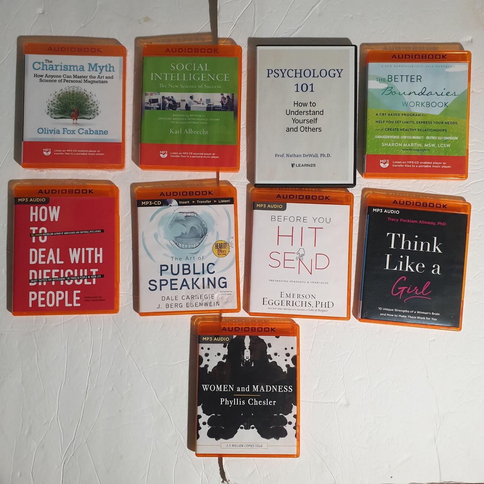 Lot of 9 Audiobooks MP3-CDs: Social Skills, Communication, Boundaries, Psycholog