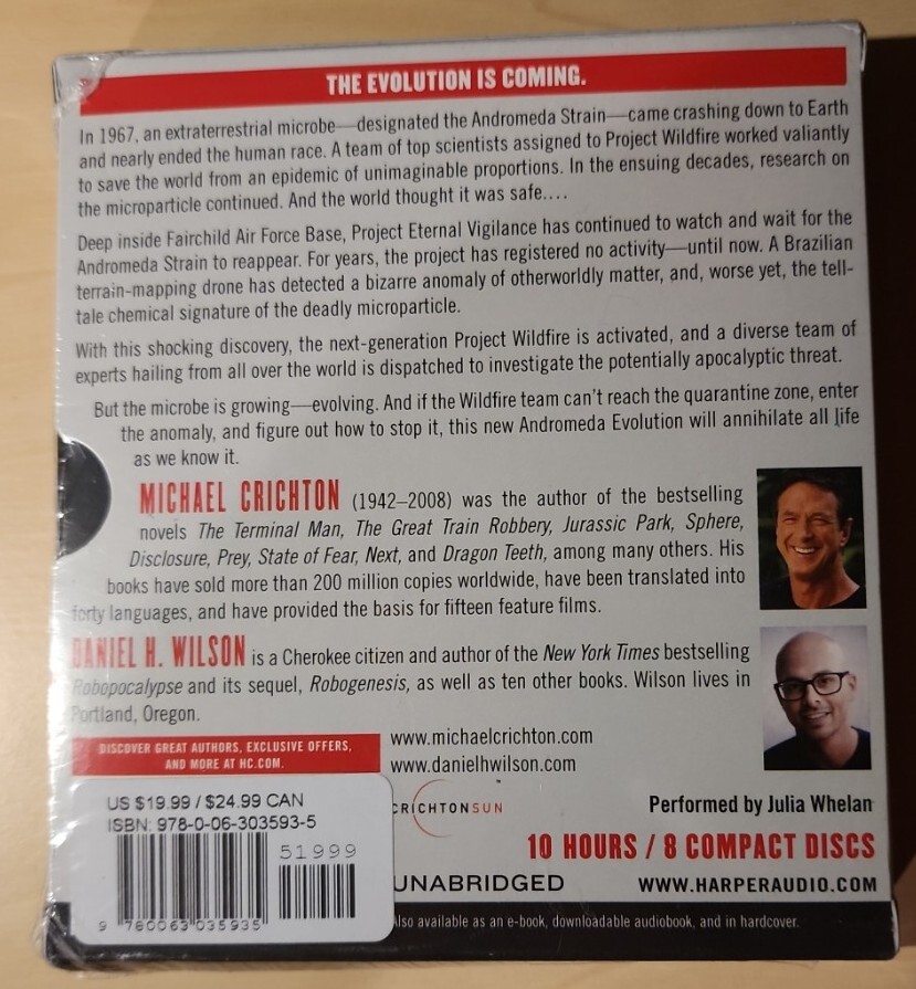 New The Andromeda Evolution CD By Michael Crichton 8 Disc Set Audiobook 2019
