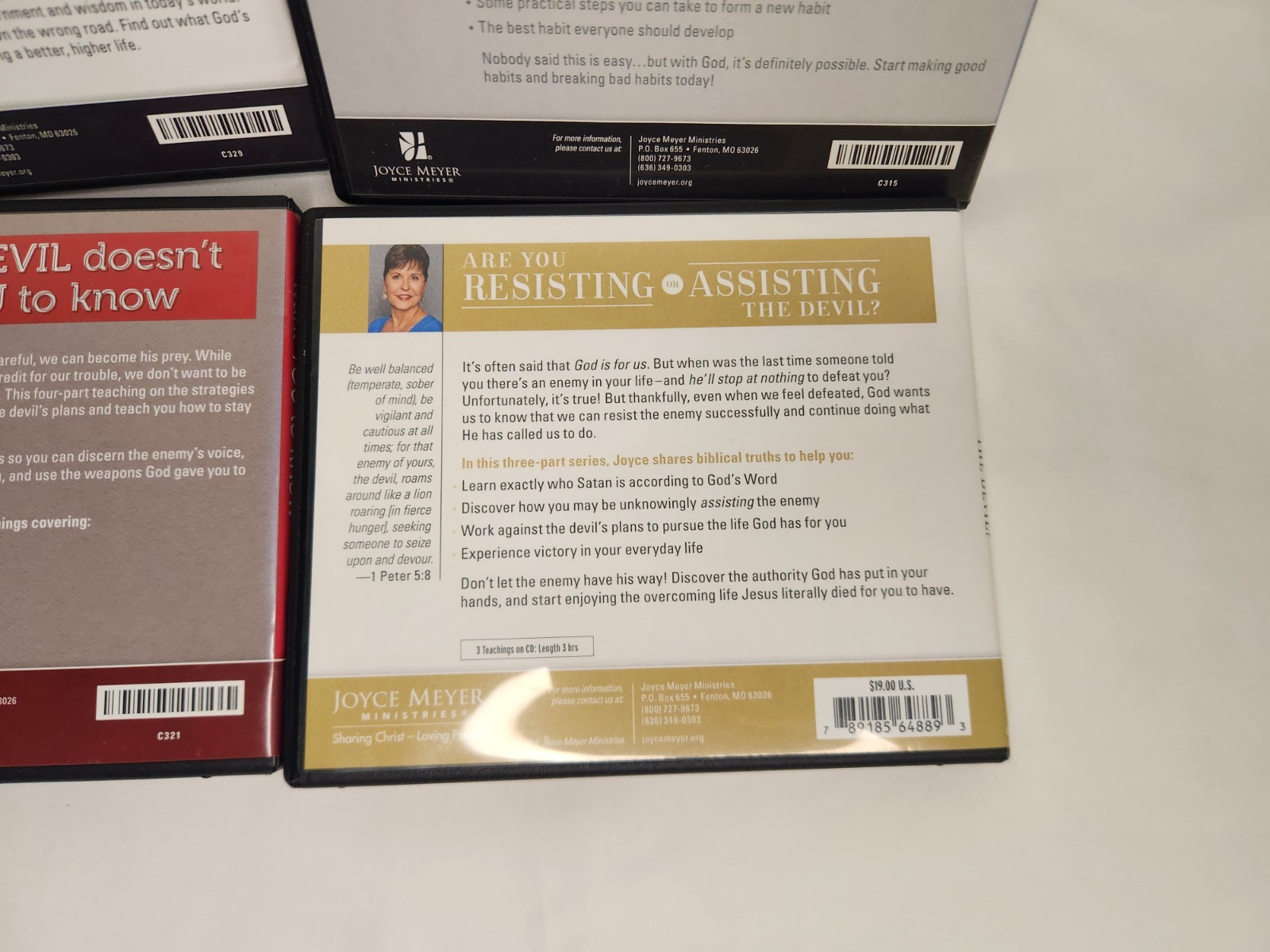 Lot Of 4 Joyce Meyer AudioBook CDs Resisting Temptation Habits Devil — Very Good