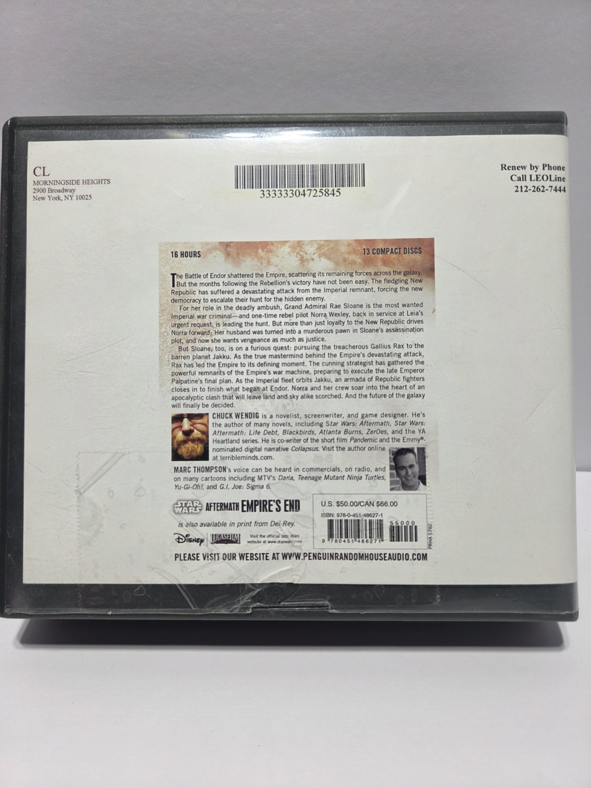 Star Wars Aftermath Empire’s End Audiobook CD Unabridged 13 Disc Set Ex-Library