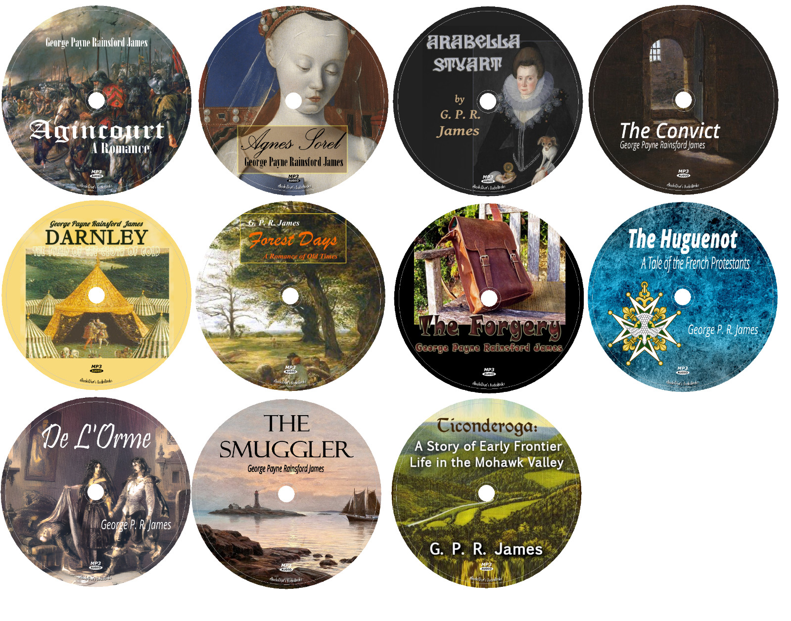 G. P. R. James 11 Historical Fiction & Romance Audiobooks in 11 MP3 CDs