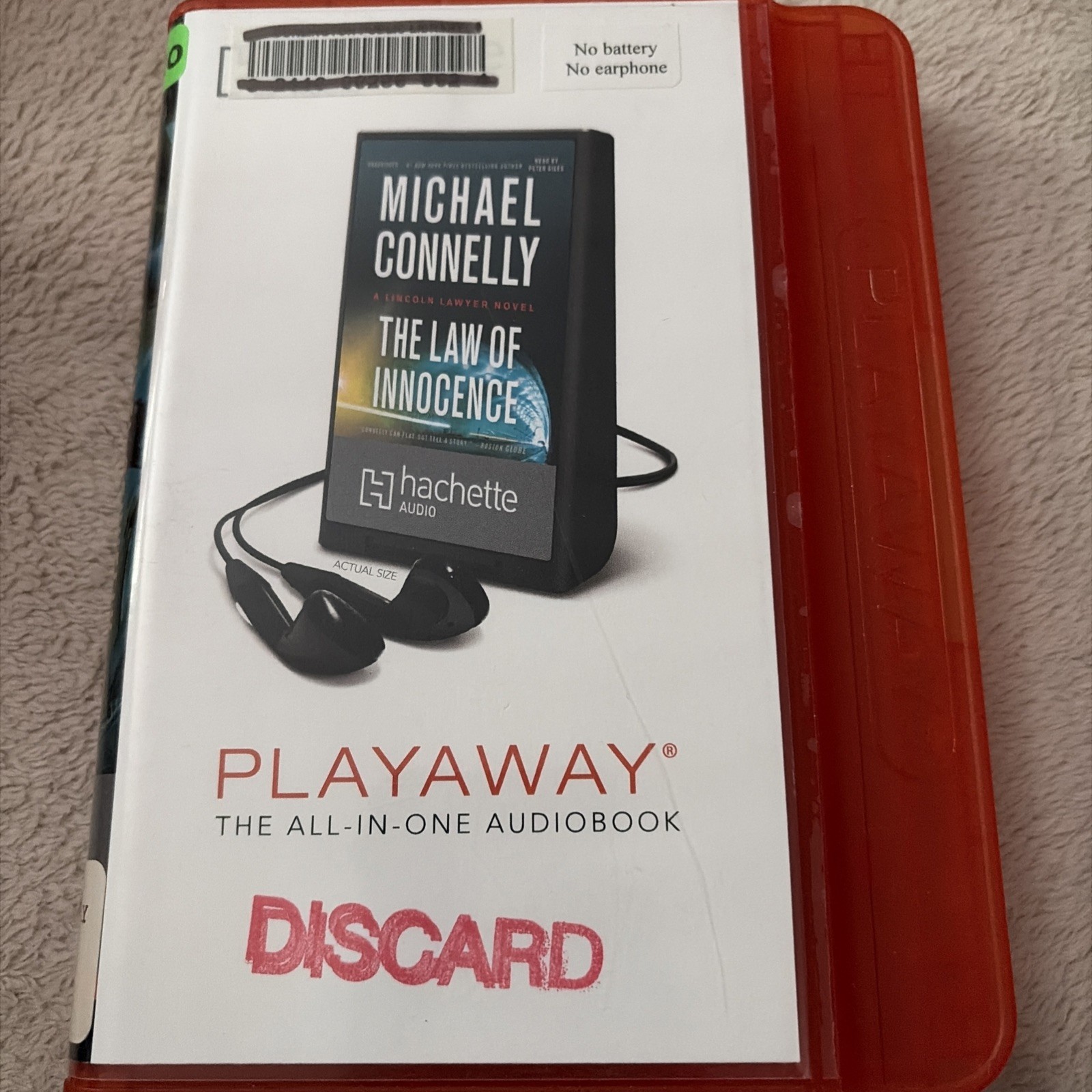 Playaway Audiobook Ex Library — The Law Of Innocence By Michael Connelly