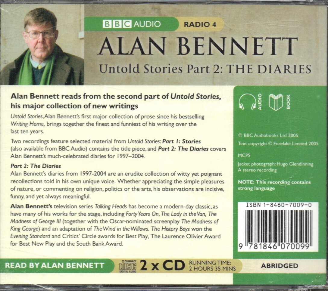 UNTOLD STORIES PART 2: THE DIARIES by Alan Bennett — 2xCD Audiobook **NEW**