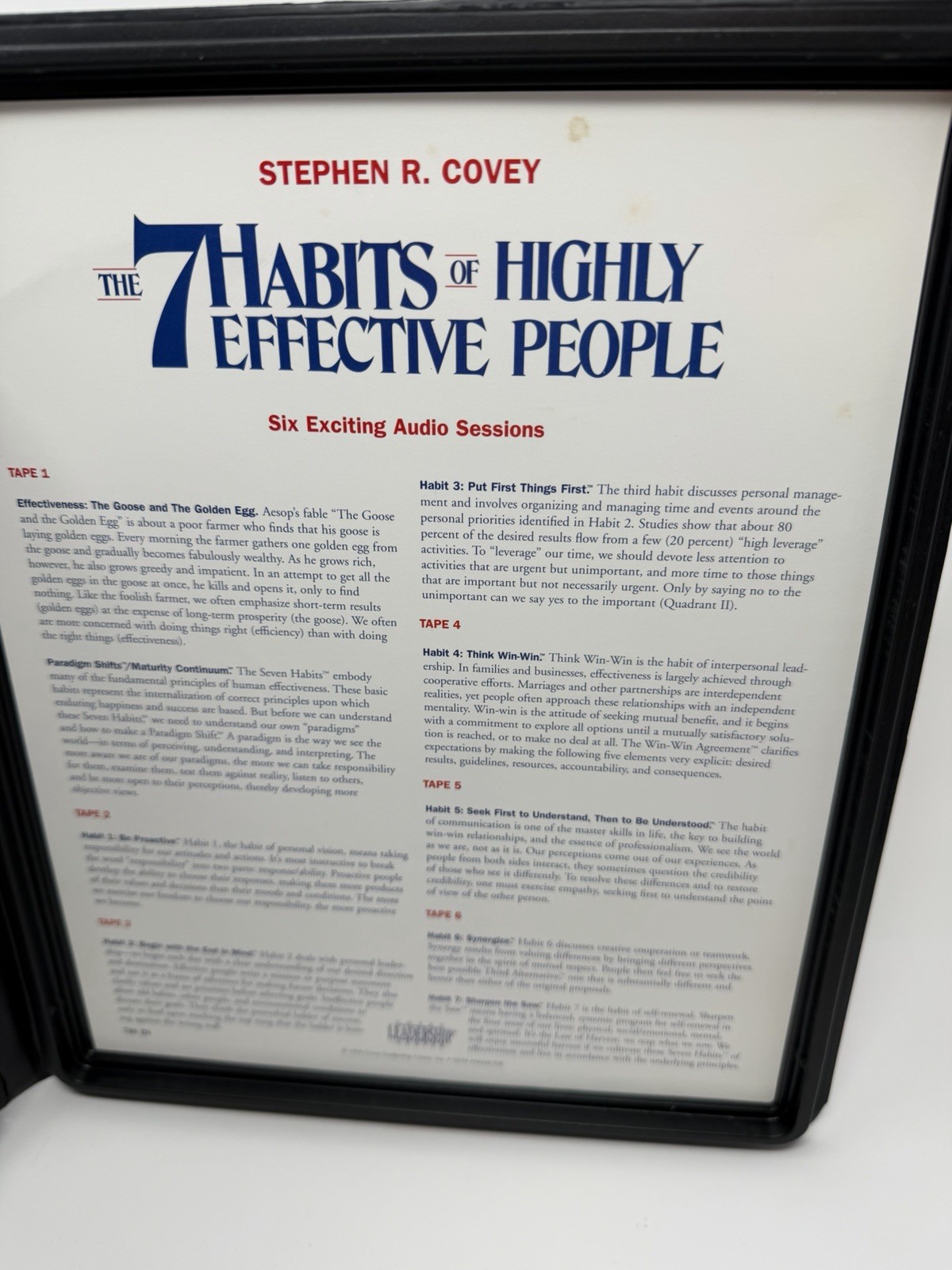 7 Habits of Highly Effective People Stephen R Covey 6 Audio Cassettes & Booklet