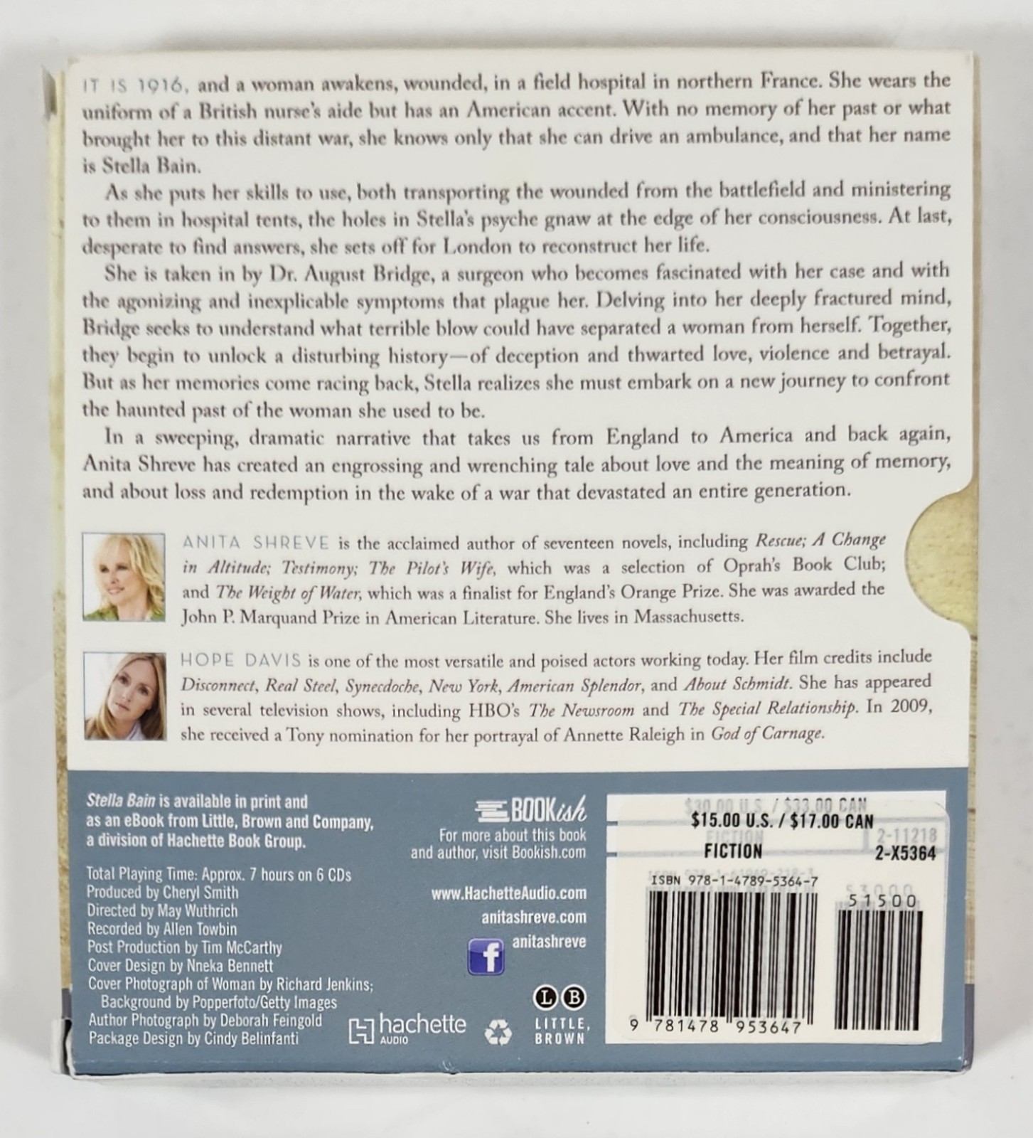 Stella Bain by Anita Shreve Audiobook CD-Unabridged-ROMANCE Drama WWI Historica